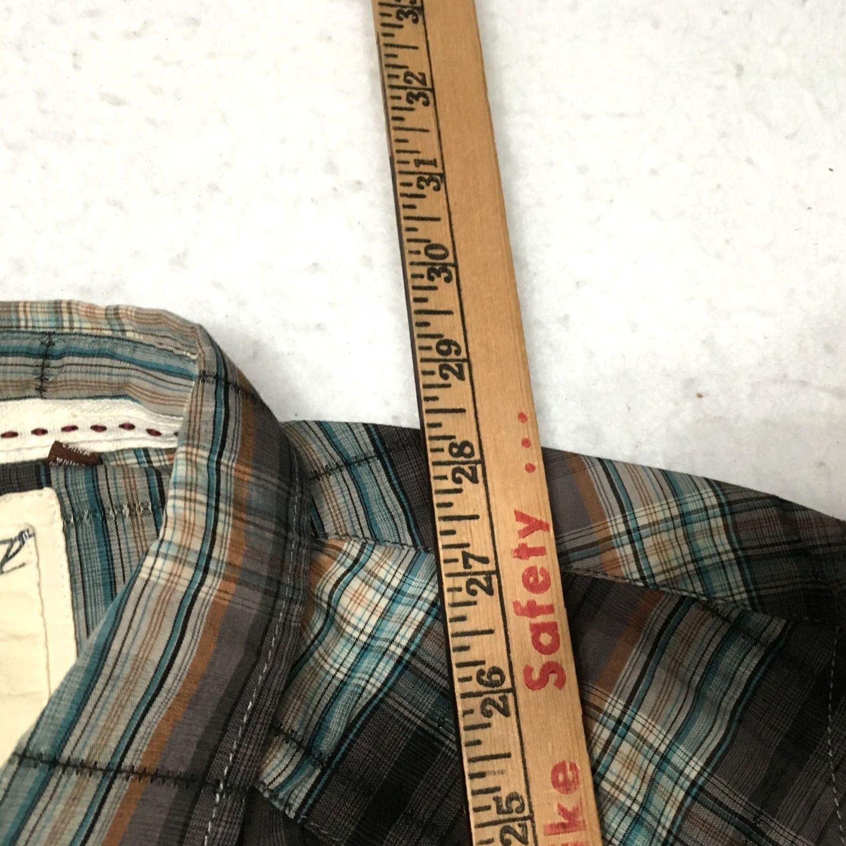 Vintage Coastal Men's Medium Western Shirt Gray Blue Plaid Pearl Snap Blend Size US M / EU 48-50 / 2 - 6 Thumbnail