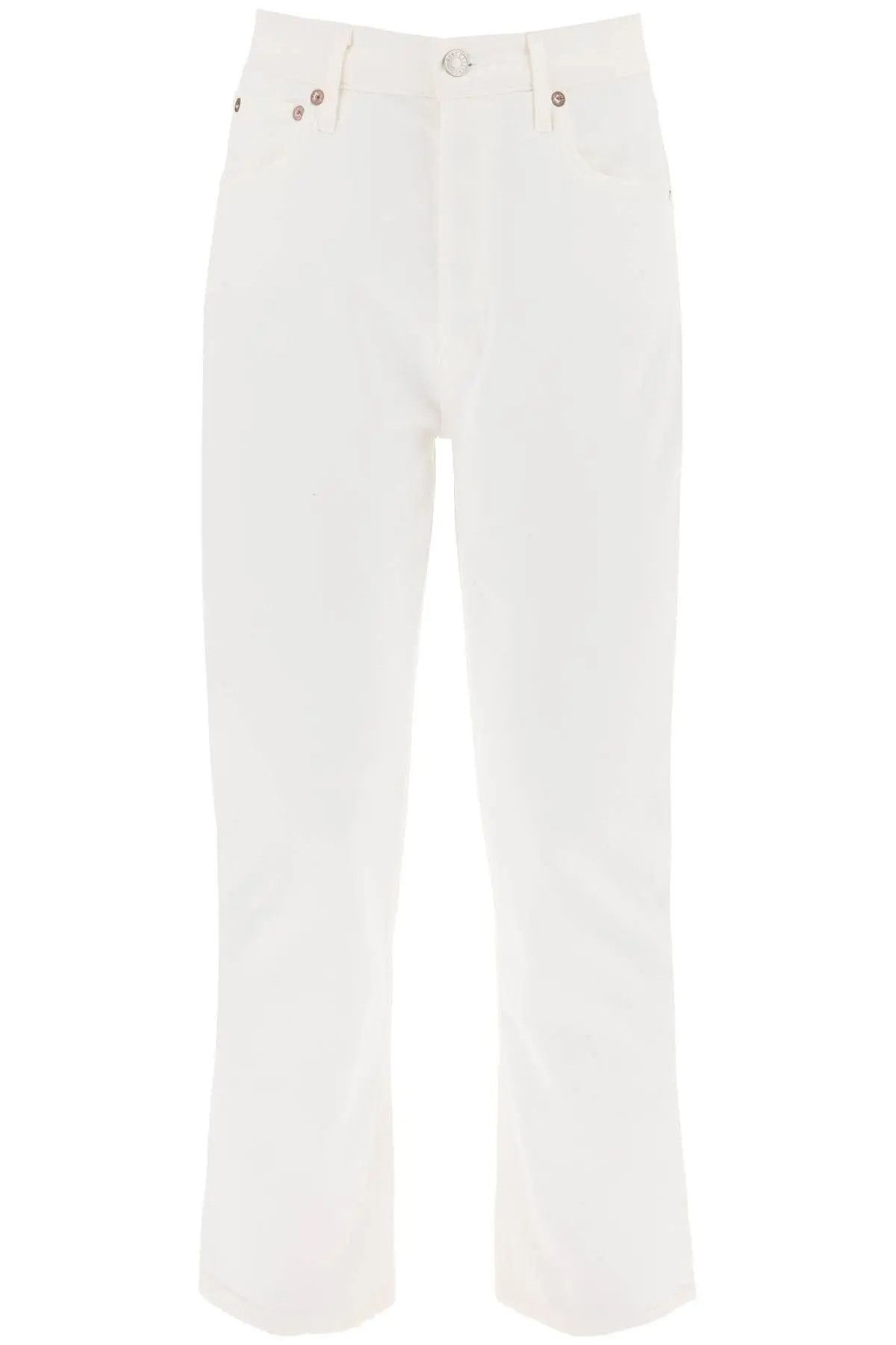 image of Agolde O1S22I1N1123 Riley High-Waisted Cropped Jeans In White, Women's (Size 26)