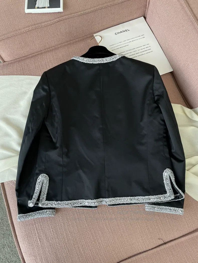 Chanel Chanel Roof series black silk silver rolled coat Size XS / US 0-2 / IT 36-38 - 3 Thumbnail