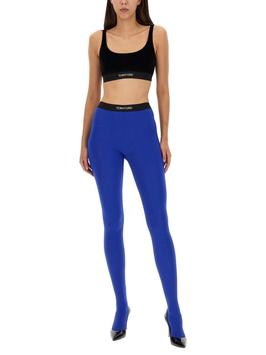 Tom Ford o1loc1c0924 PAJ155 Logo Waistband Leggings in Blue Size 27" / US 4 / IT 40 - 2 Thumbnail