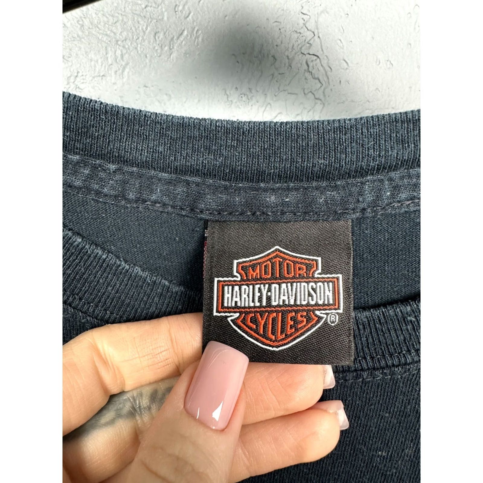 Harley Davidson Harley-Davidson Newcastle 2011 Big Logo Mens T-Shirt Tee Size L Black Cotton Short Sleeve Crew Neck Graphic Print Logo Mens Size US L / EU 52-54 / 3 - 5 Thumbnail