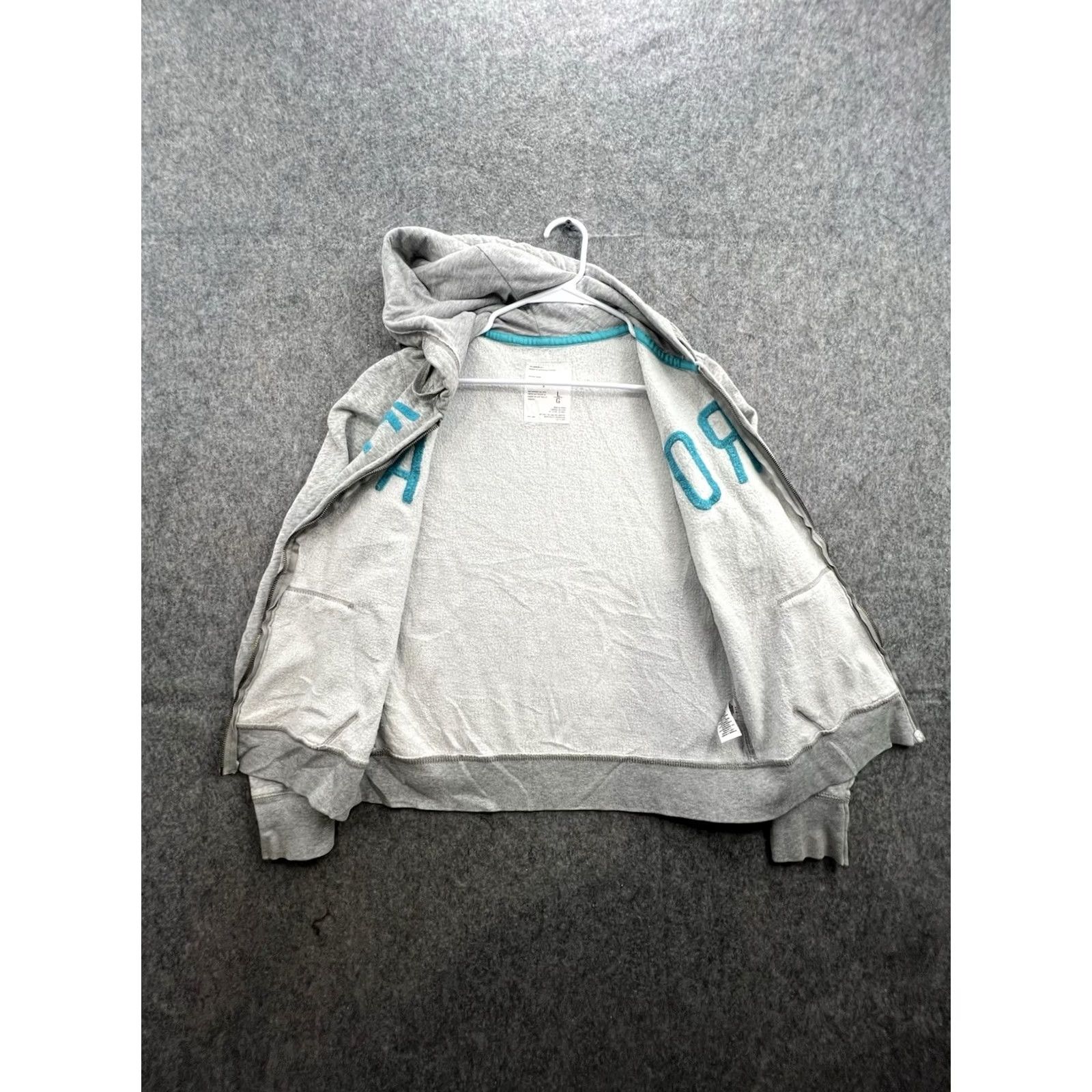 Vintage Y2K Aeropostale Zip Up Hoodie Gray Teal Embroidered Stitched On Women's Size L Size L / US 10 / IT 46 - 5 Thumbnail