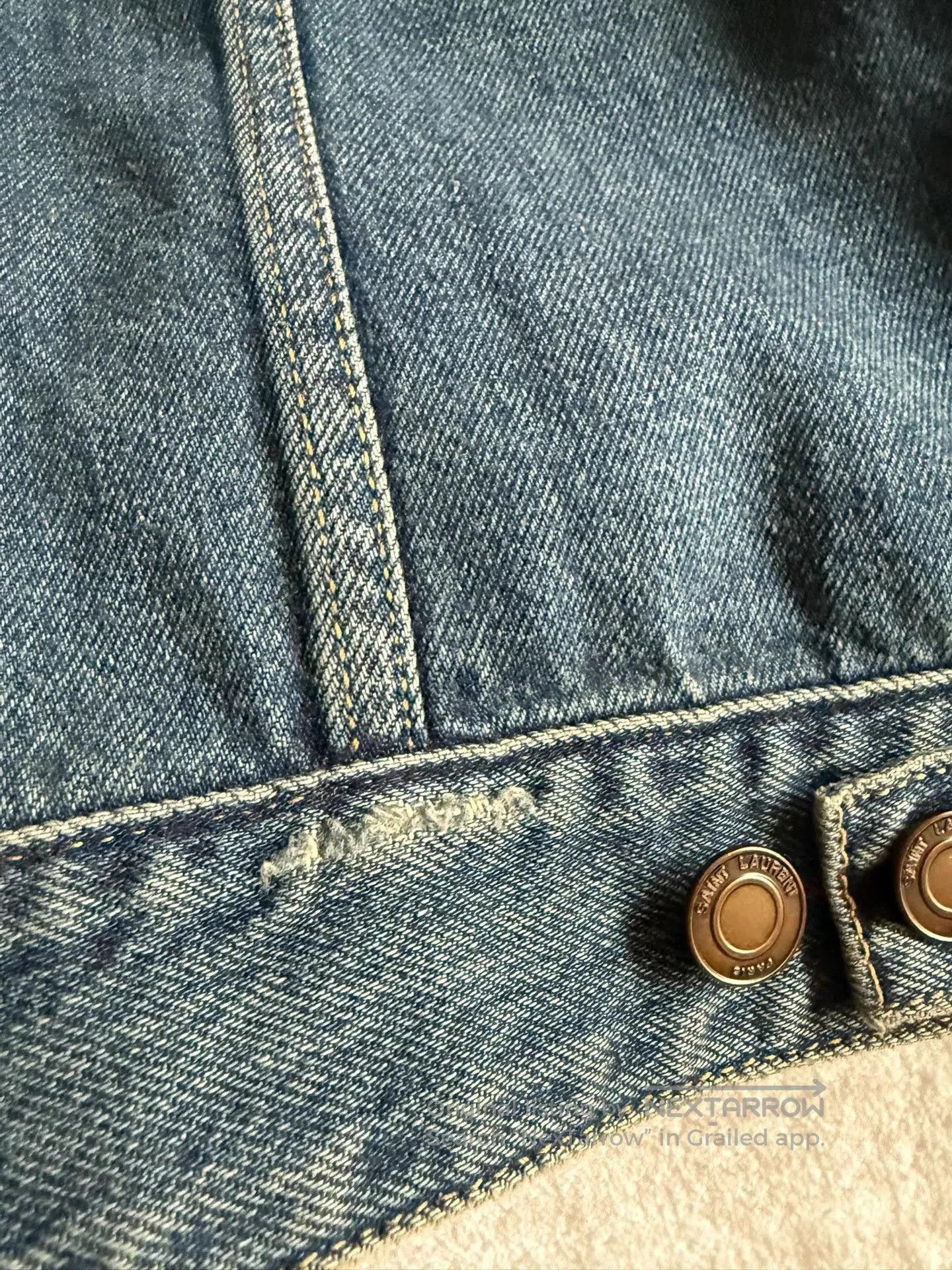 Saint Laurent Paris Blue Denim Jacket with Button Front. Size US L / EU 52-54 / 3 - 9 Thumbnail
