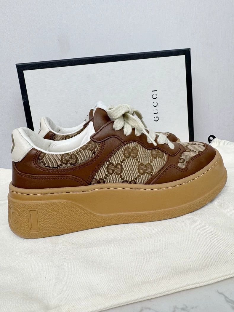 Gucci Gucci Brown Biscuit Sneakers Size 35-2505 Size US 4.5 / IT 34.5 - 3 Thumbnail