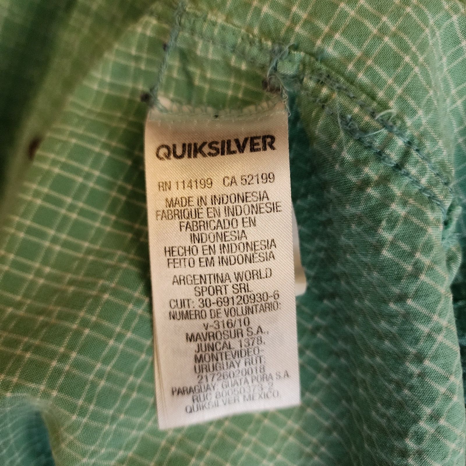 Quiksilver Quiksilver Waterman Green & White Plaid Striped Shirt Mens S Size US S / EU 44-46 / 1 - 5 Thumbnail