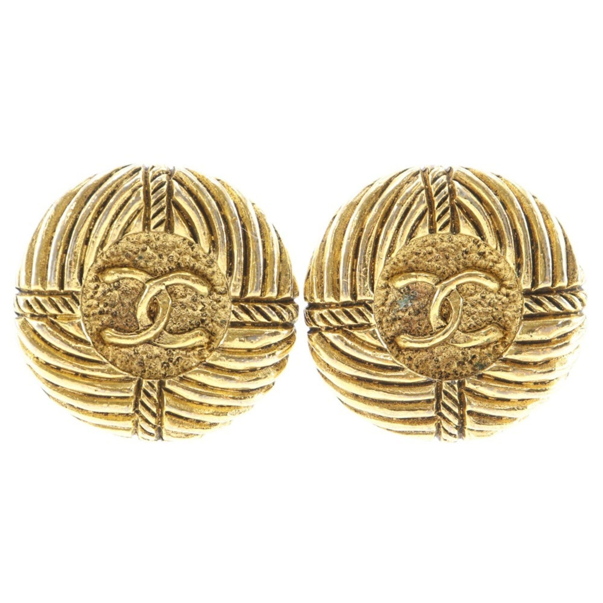 Chanel CHANEL COCO Mark Vintage Earrings, Gold Plated, Approx. 24.3g, Women's Size ONE SIZE - 1 Thumbnail
