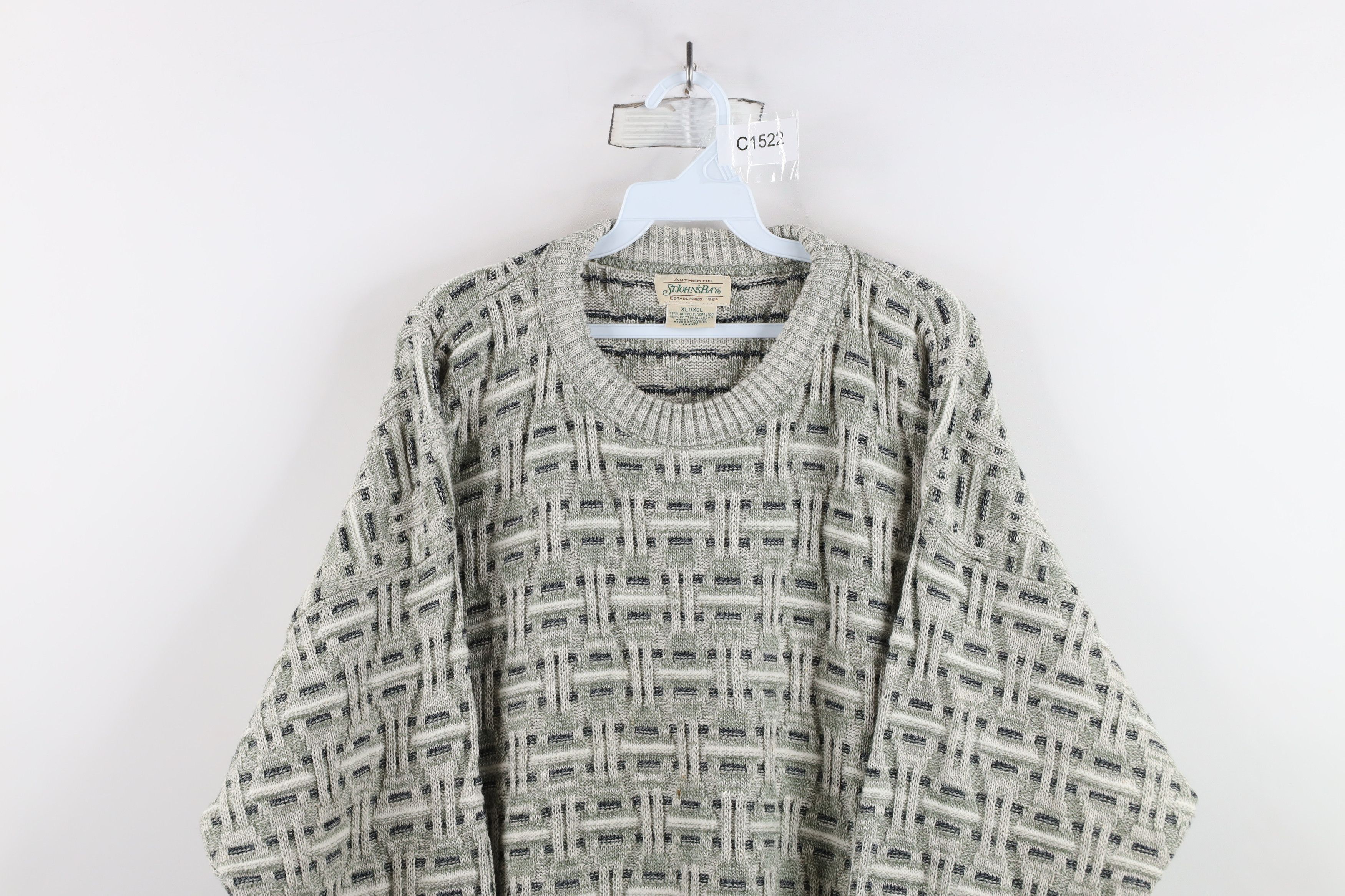Vintage Vintage 90s Streetwear Cross Weave Knit Dad Crewneck Sweater Size US XL / EU 56 / 4 - 2 Thumbnail