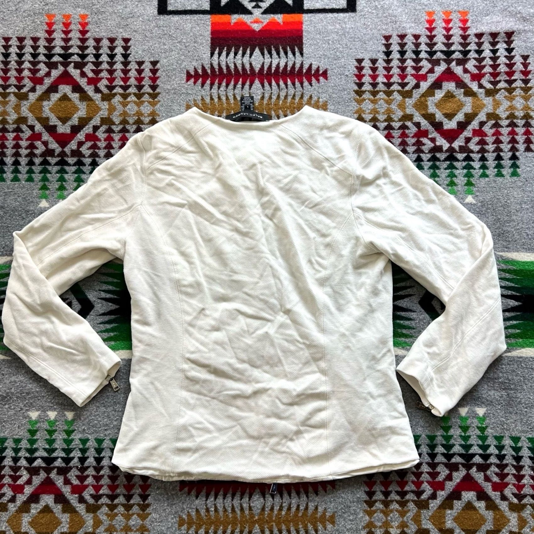 Ralph Lauren Ralph Lauren Jacket Womens Large White Full Zip Knit Basic Jacket Athleisure Regular Size L Size L / US 10 / IT 46 - 2 Thumbnail
