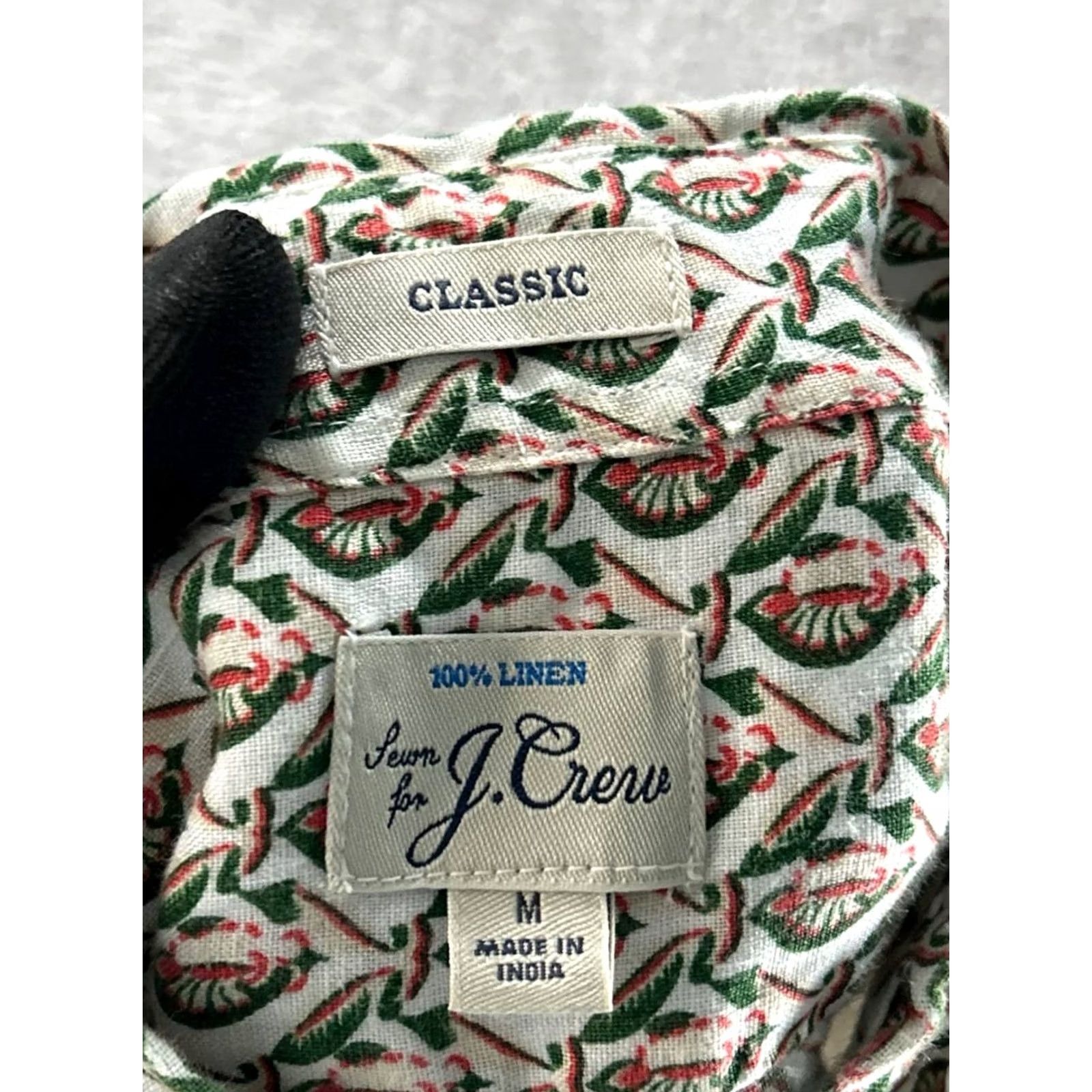 J.Crew J.CREW Shirt Mens Medium White Green Red Linen Button Up Size US M / EU 48-50 / 2 - 3 Thumbnail