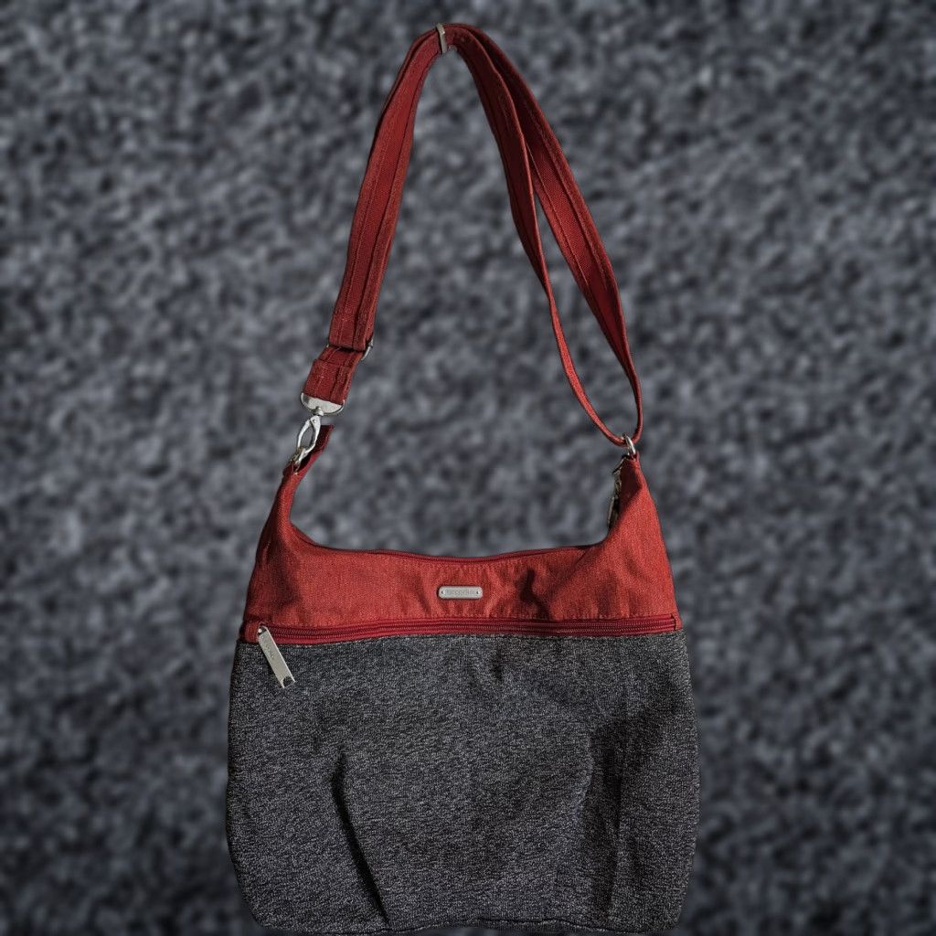 Vintage Baggallini SecurTex Anti Theft Half Moon Crossbody Travel Bag Red & Gray Handbag Size ONE SIZE - 1 Thumbnail