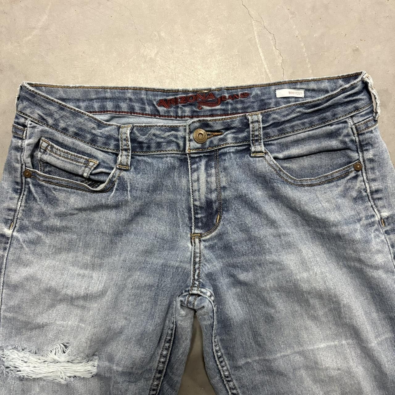Vintage Crazy Vintage Y2K/2000s Flared Distressed Bootcut Medium Blue Wash Denim Jeans! Size US 32 / EU 48 - 2 Thumbnail