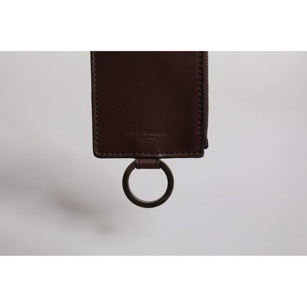 Dolce & Gabbana Dolce & Gabbana Brown Calf Leather Lanyard Logo Card Holder Size ONE SIZE - 6 Thumbnail