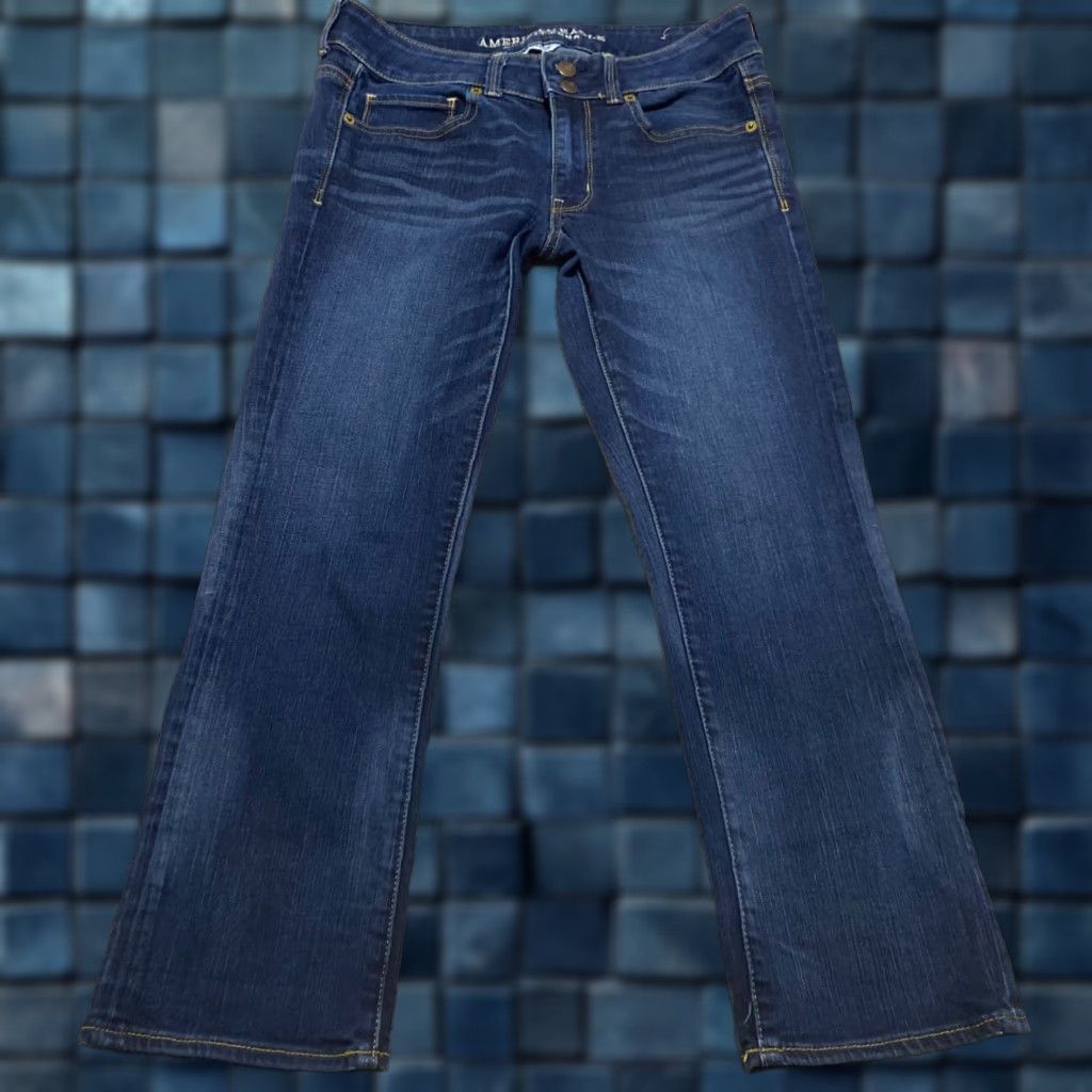 American Eagle Outfitters American Eagle Outfitters Jeans Cropped Women's 6 Blue Denim Dark Wash Stretch Crop 5-Pocket Regular Womens Size 28" / US 6 / IT 42 - 1 Thumbnail