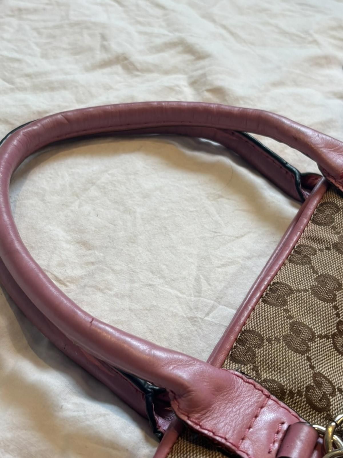 Gucci Gucci - Beige GG Monogram Canvas Tote Bag with Pink Leather Size ONE SIZE - 5 Thumbnail