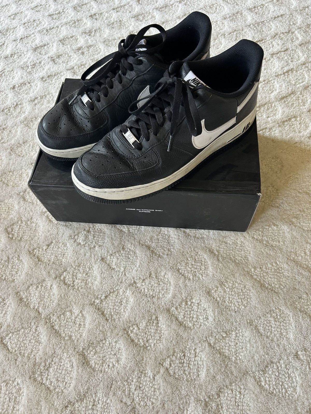 image of Comme Des Garcons x Nike Air Force 1 Lows Shoes in Black, Men's (Size 11)