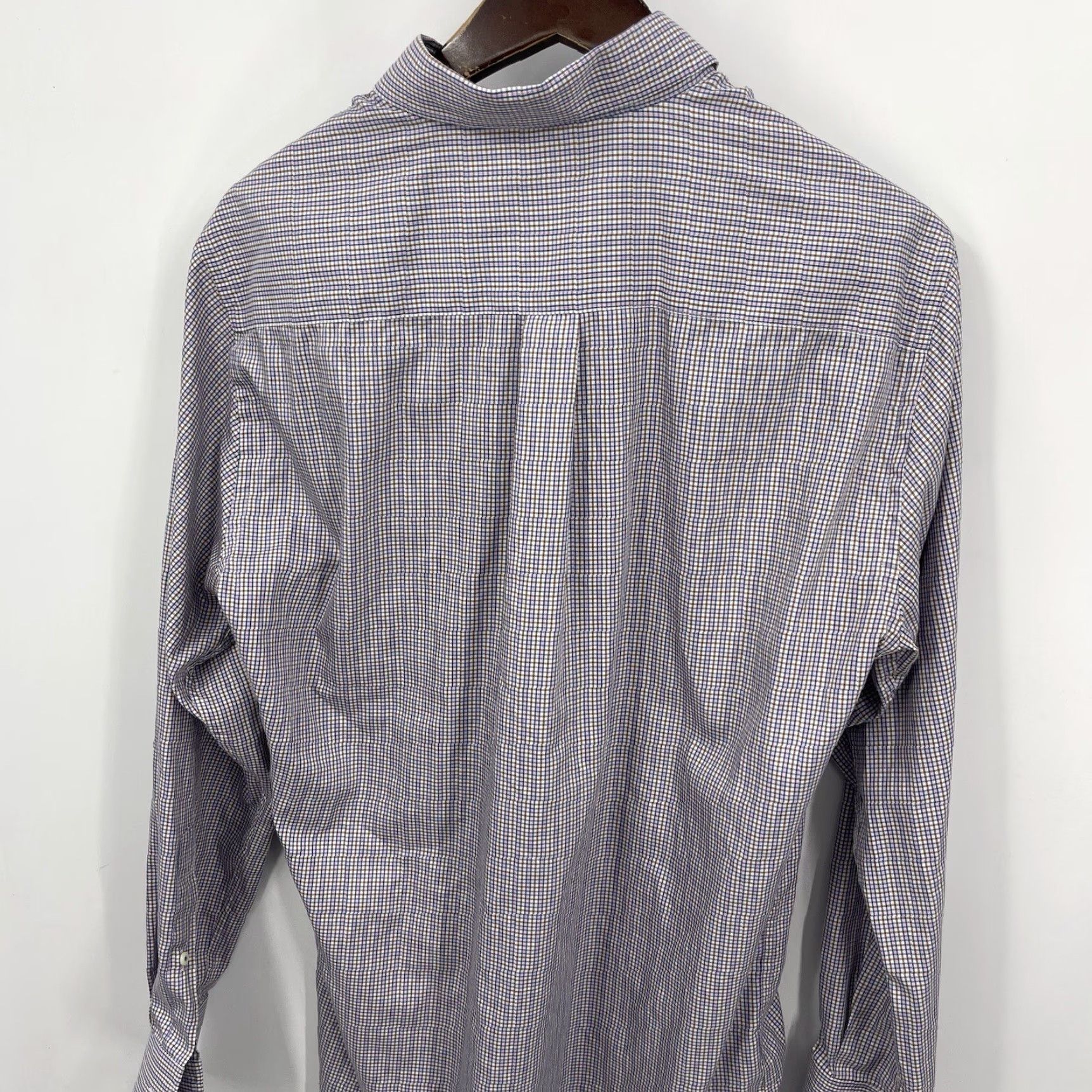 Peter Millar Peter Millar Men's Shirt Casual Business Plaid Button-Down Gingham Cotton Silk, Medium, Blue Size US M / EU 48-50 / 2 - 4 Thumbnail