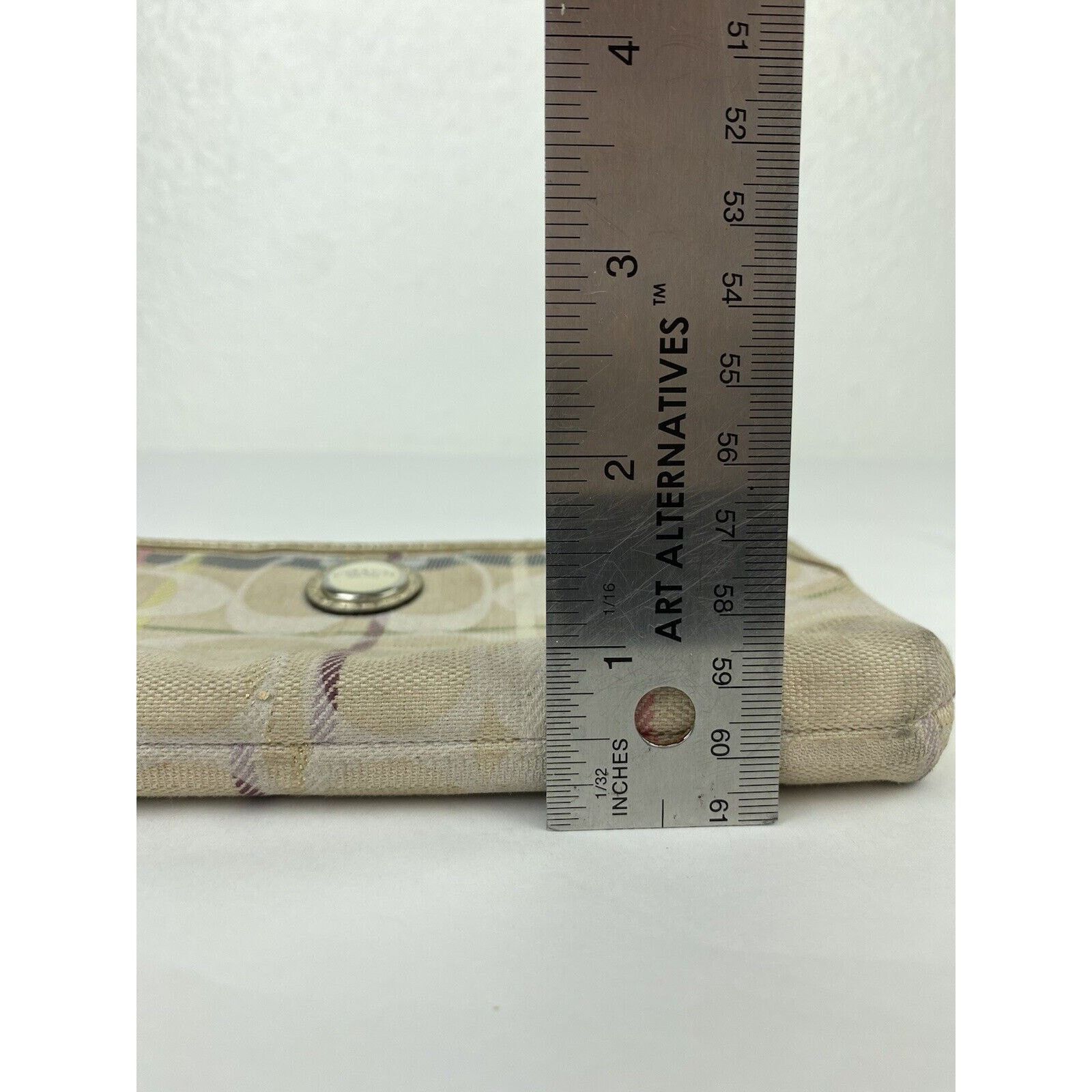 Coach VTG Coach Poppy Tan Tartan Plaid Purse Wristlet Metallic Size ONE SIZE - 16 Thumbnail