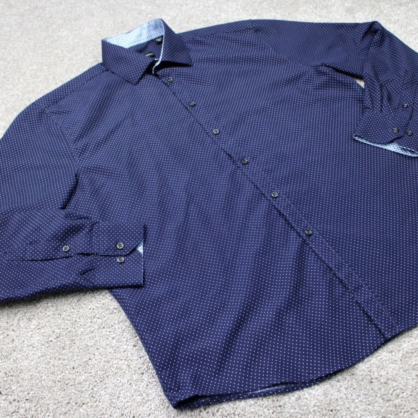 Vintage Society of Threads Shirt Mens Large 16-16 1/2 34/35 Blue Slim Fit L/S Button-Up Casual Geometric Sweater Alternative (adapted to best-fit keywords) Size US L / EU 52-54 / 3 - 5 Thumbnail