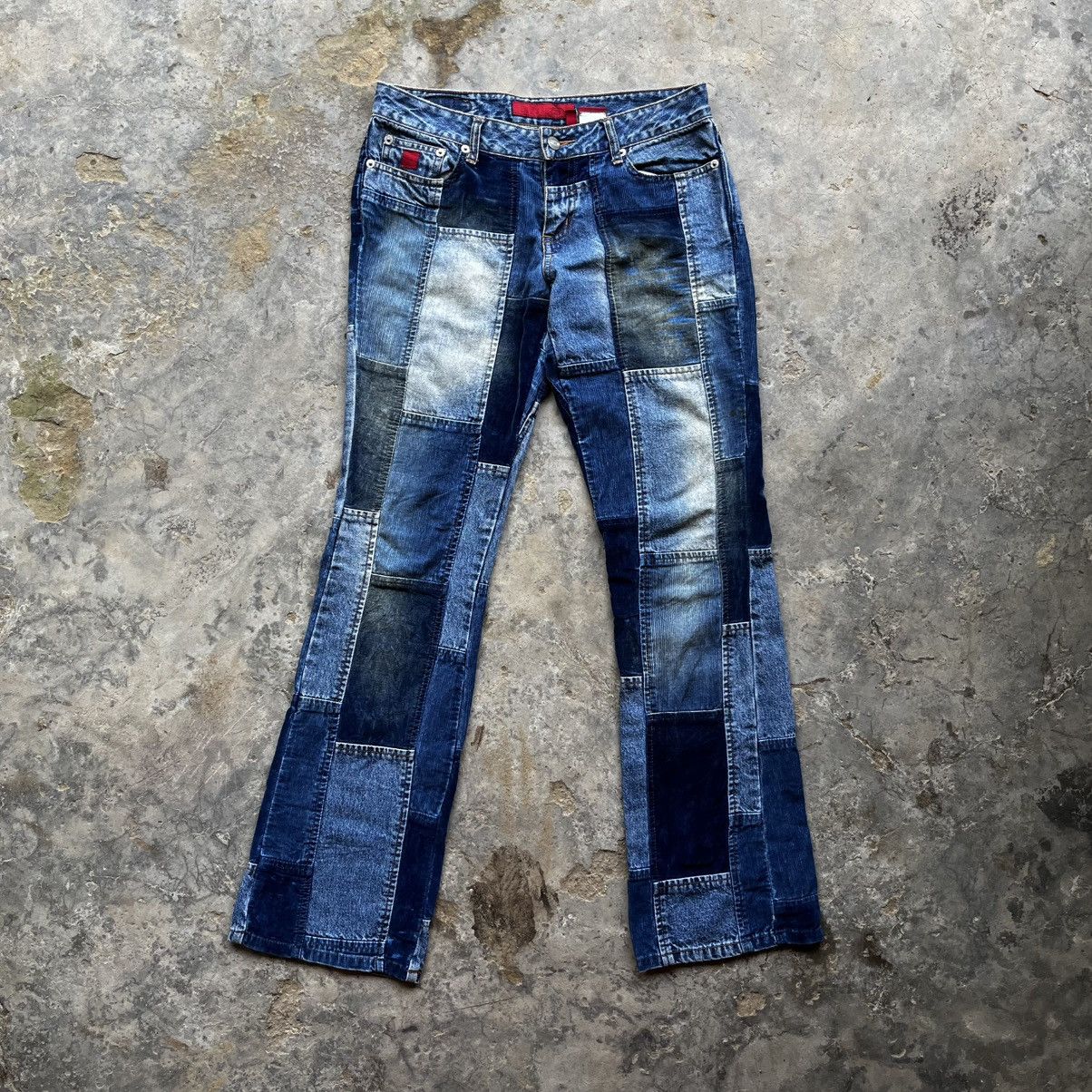 If Six Was Nine Y2k Bongo patchwork Boot cut jeans Size 31" - 1 Thumbnail