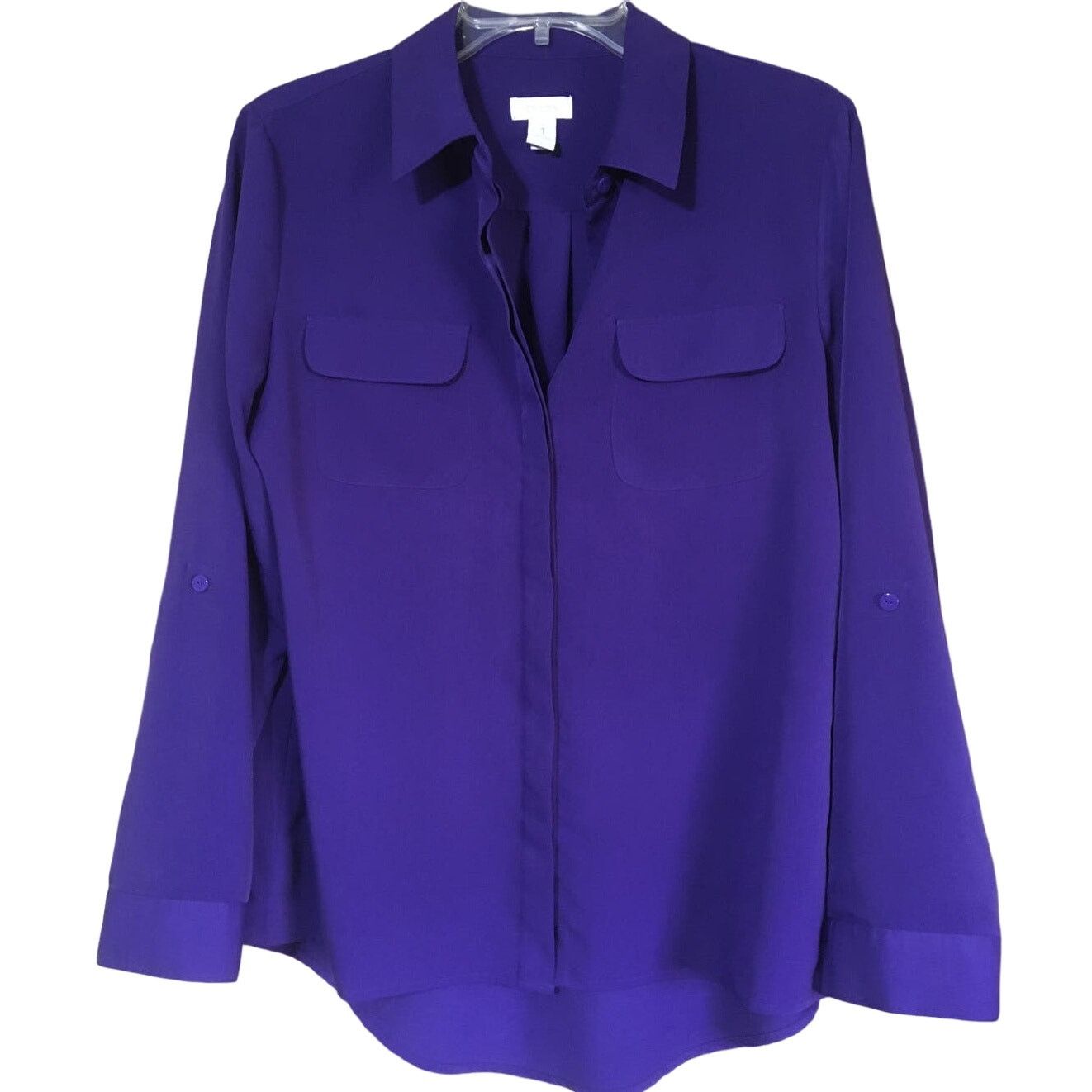 Other Chico's Size 1, Medium Hidden Button Up Purple Blouse Size M / US 6-8 / IT 42-44 - 1 Thumbnail