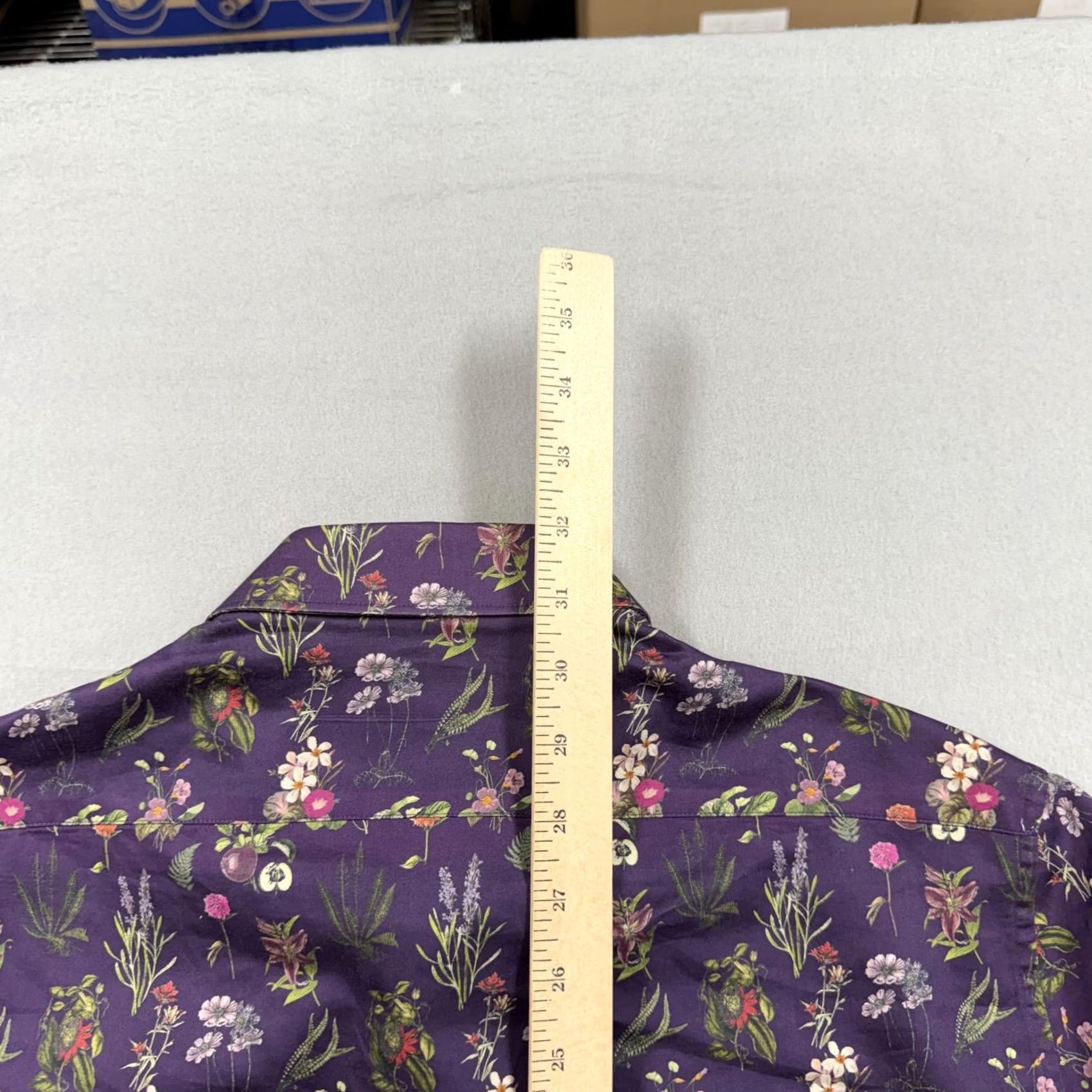 Simon Carter Simon Carter Shirt Mens 42 Purple Floral Long Sleeve Button Up Slim Fit Casual Size US XL / EU 56 / 4 - 8 Thumbnail