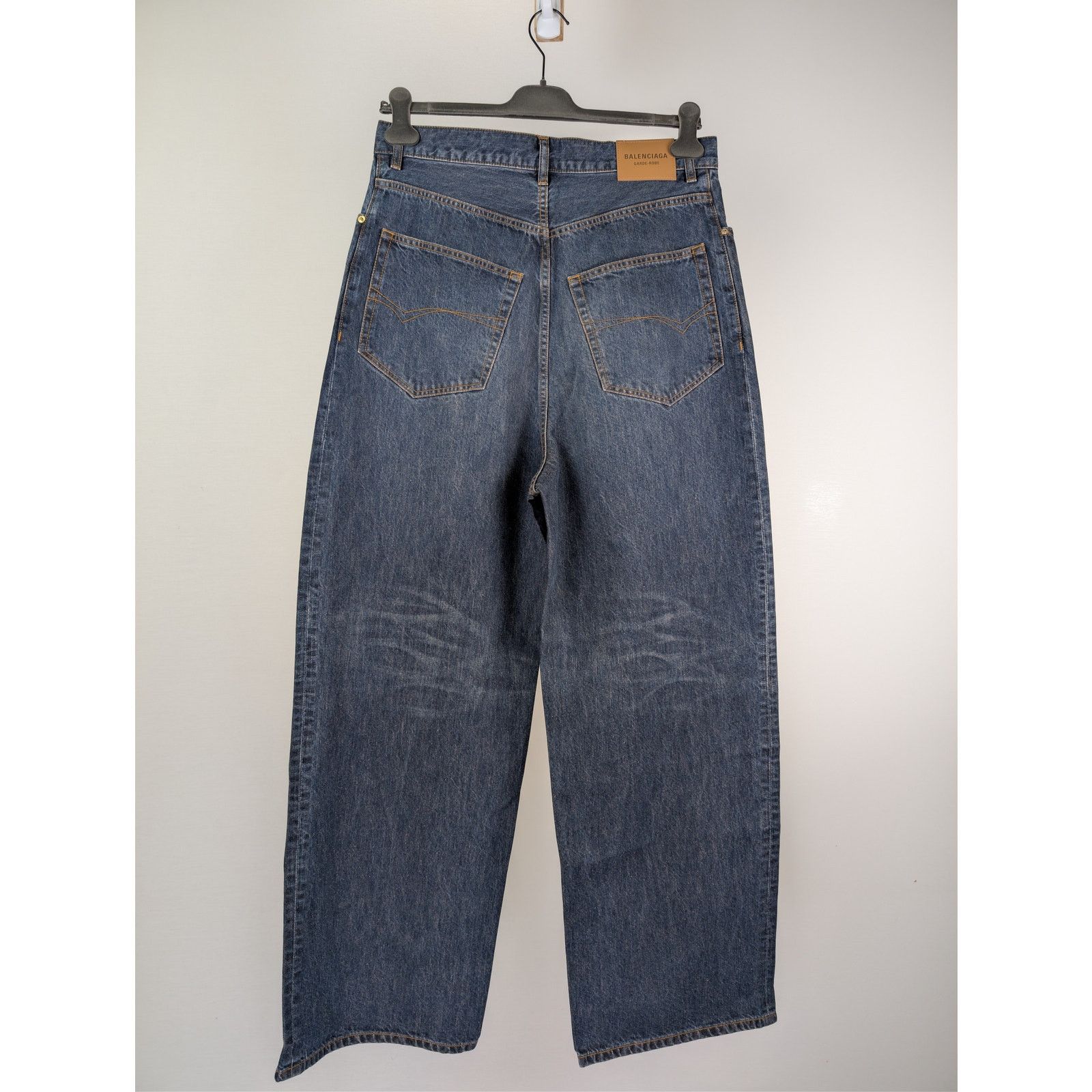 Balenciaga o1rshd1 Silk Blue Japanese Denim Baggy Pants in Dark Indigo Size US 30 / EU 46 - 8 Thumbnail