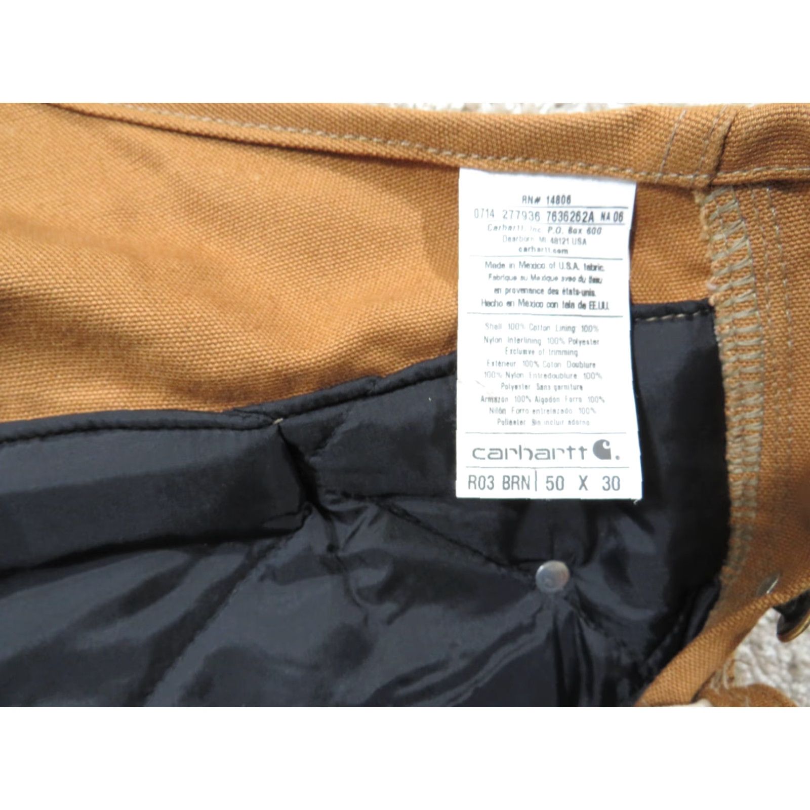 Carhartt VINTAGE Carhartt Overalls Bib Canvas Duck Quilted Insulated 50X30 Brown Logo 5-Pocket Workwear Mens Size US 34 / EU 50 - 7 Thumbnail