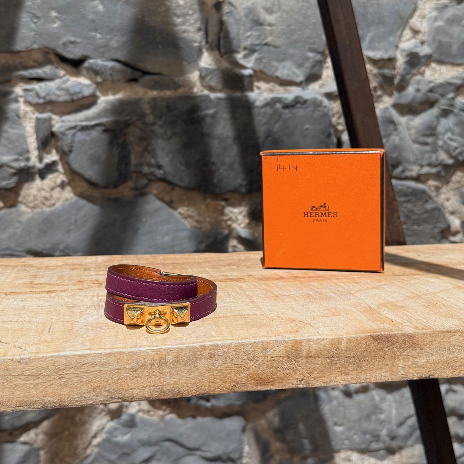Hermes Hermès Purple Double Tour Rivale GHW Wrap Bracelet Size ONE SIZE - 2 Thumbnail