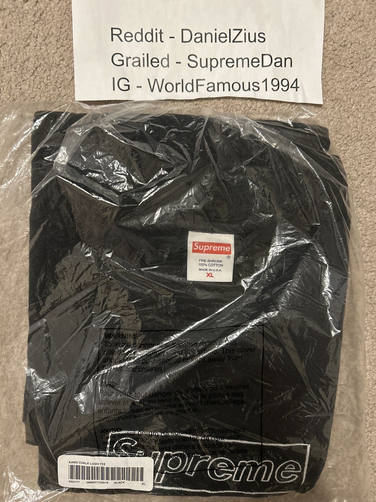 Kaws × Supreme Supreme x KAWS Chalk Logo Tee 'Black' Size US XL / EU 56 / 4 - 2 Thumbnail