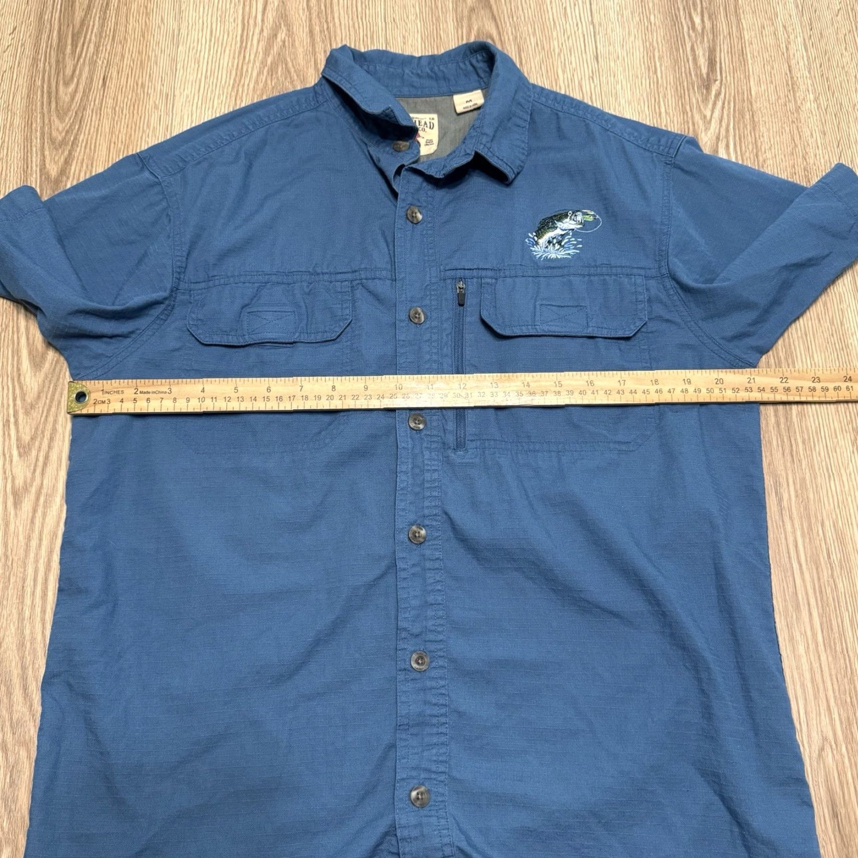 Vintage VINTAGE Red Head Brand Men’s Short Sleeve Button-Up Shirt M Blue Pockets Embroidered Fish Size US M / EU 48-50 / 2 - 5 Thumbnail