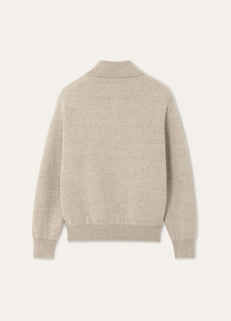 Loro Piana o1w1db10126 FAO9777 Feriolo Half-Zip Sweater in Beige Size US L / EU 52-54 / 3 - 4 Thumbnail