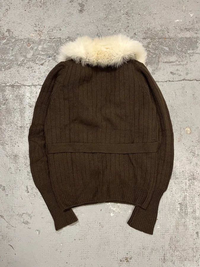 Prada 2000s Prada Brown Fur Collar Cardigan Sweater Size M / US 6-8 / IT 42-44 - 7 Thumbnail