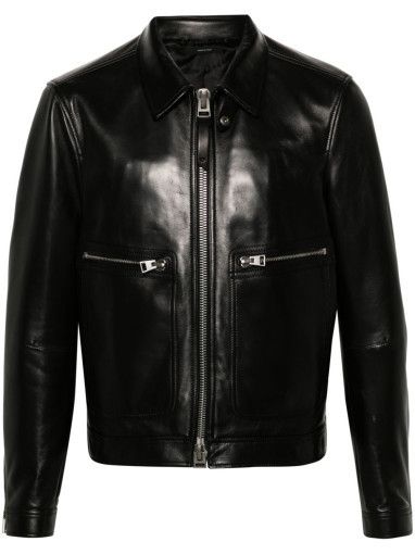 Tom Ford o1sm1stk0824 Smooth Leather Contrast Jacket in Black Size US M / EU 48-50 / 2 - 1 Preview