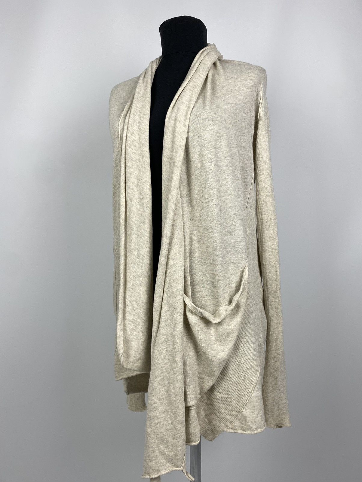 Allsaints Allsaints Cerulean Oatmeal Cotton Asymmetric Cardigan Size L / US 10 / IT 46 - 1 Thumbnail