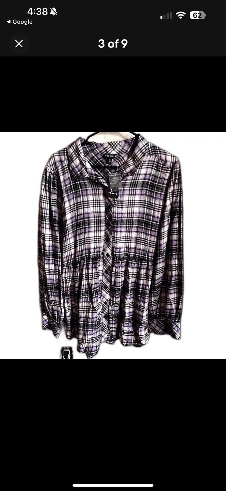 Torrid Softest Flannel Tie Back Button Up Tunic Size ONE SIZE - 4 Thumbnail