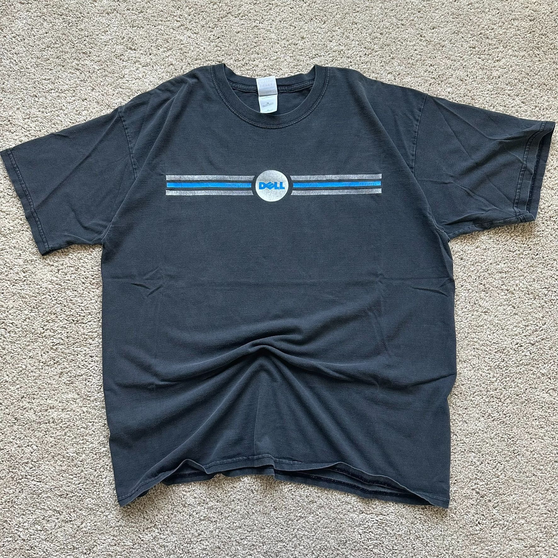 Gildan Vintage Y2K Dell Computers Logo T-Shirt Sun Faded Black PC T Size US XL / EU 56 / 4 - 1 Thumbnail