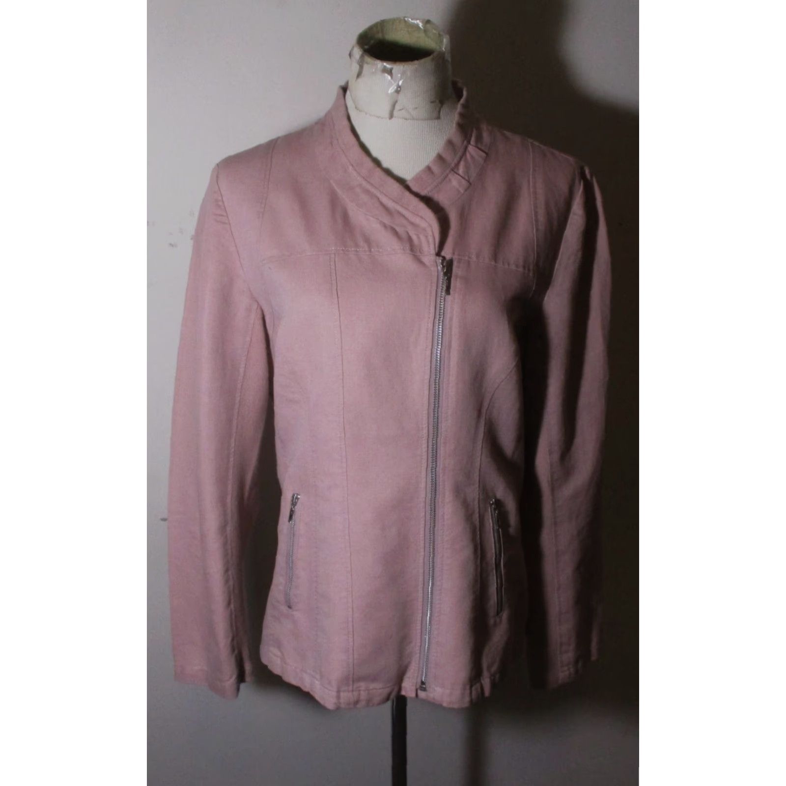 Vintage SUNDANCE Pink Full Zip Linen Jacket Women's 12 Shirt Womens All Seasons Zip Jacket Size XL / US 12-14 / IT 48-50 - 2 Thumbnail