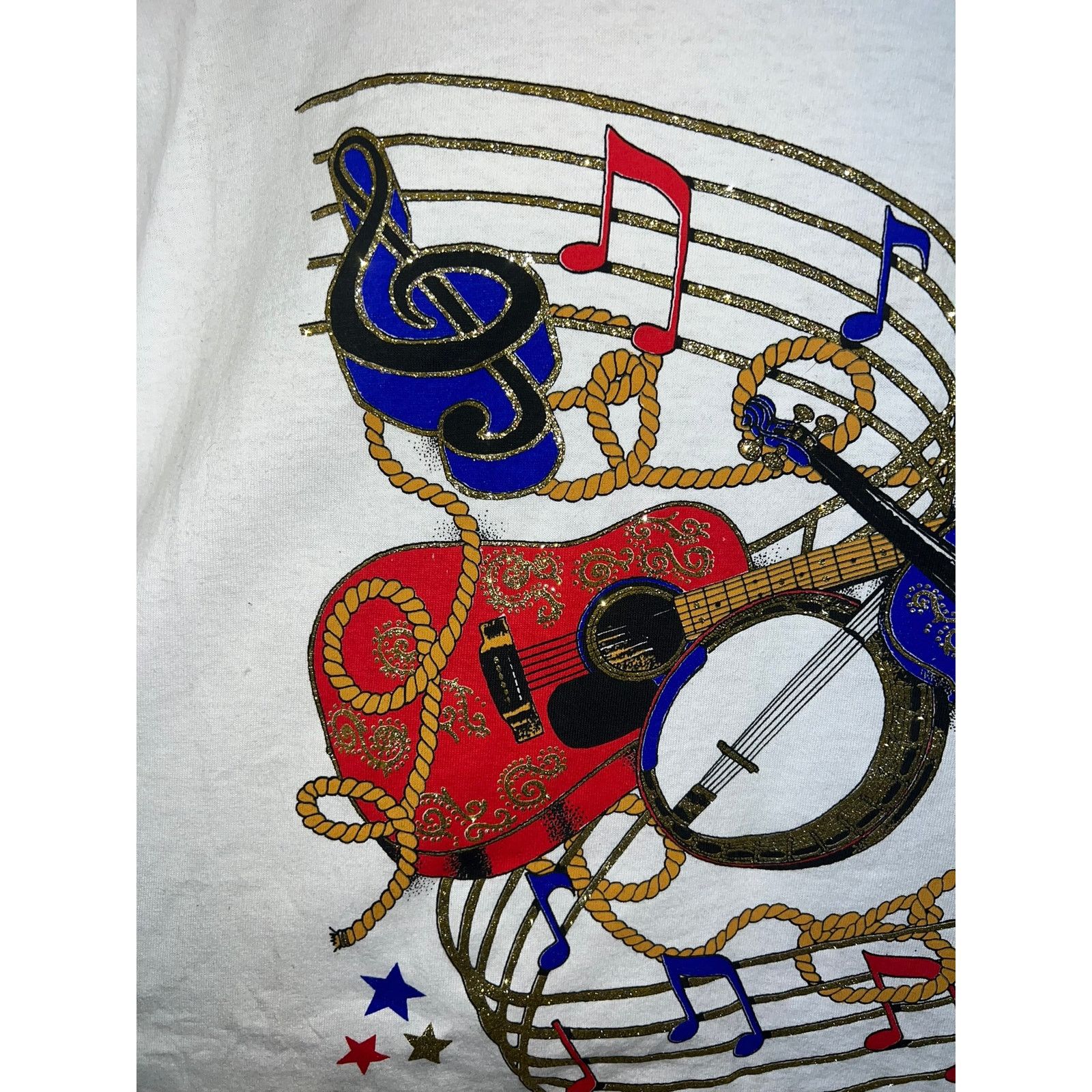 Vintage Vintage Diamond Dust Shirt Guitar Musical Notes Music Tee 2X Size US XXL / EU 58 / 5 - 3 Thumbnail