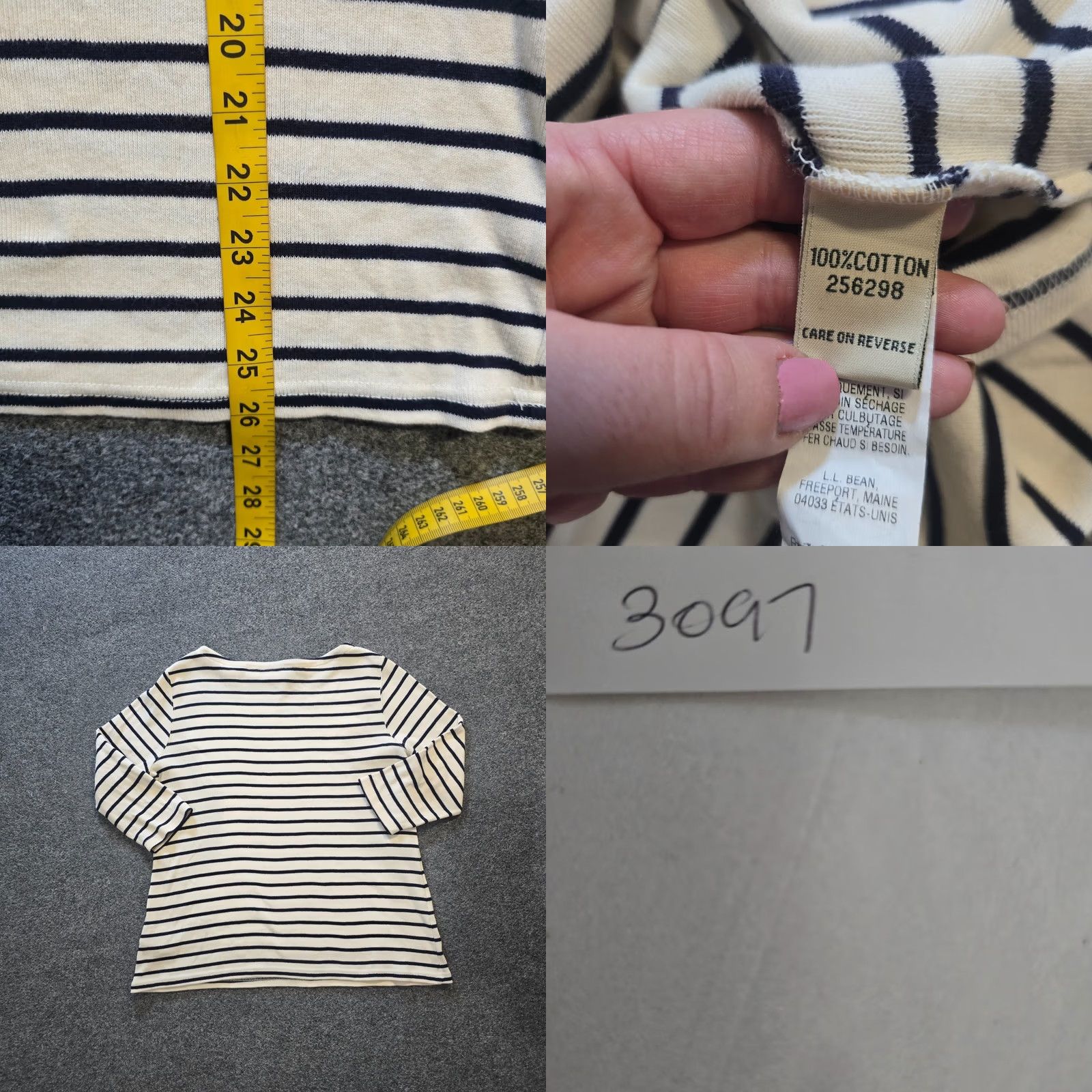 Vintage LL Bean Sweater Womens Size 1X White Blue Stripe Boat Neck Pullover Knit Cotton 3/4 Sleeve Casual Mens Womens Girls Boys Size XL / US 12-14 / IT 48-50 - 8 Thumbnail