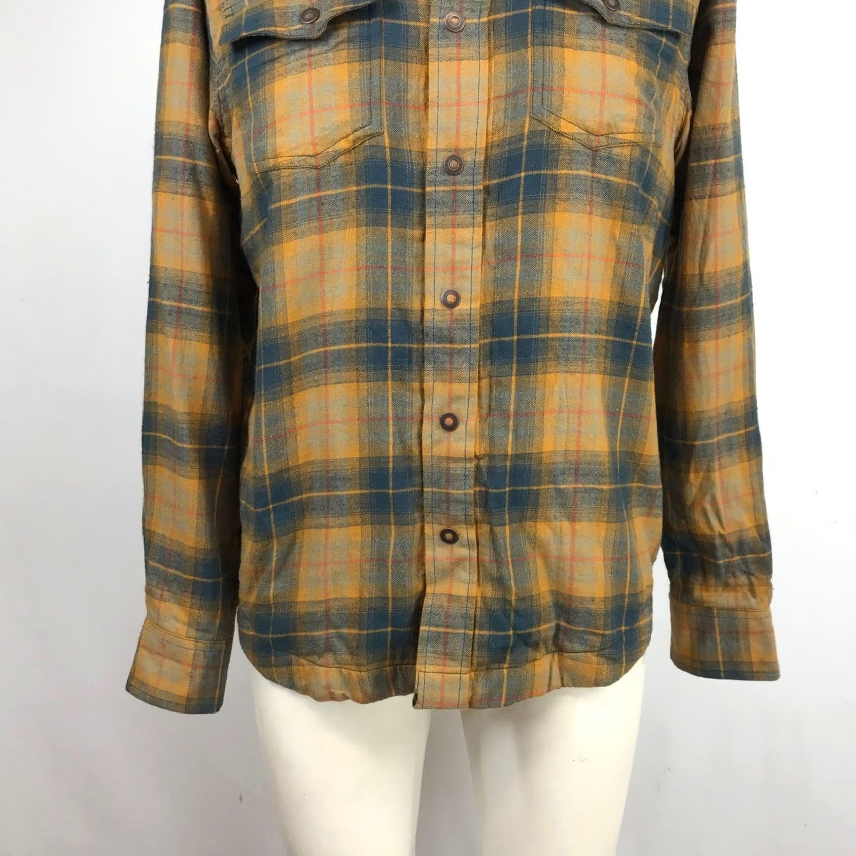 Prana prAna Shirt Mens S Yellow Plaid Flannel Lined Long Sleeve Button Blue Size US S / EU 44-46 / 1 - 3 Thumbnail