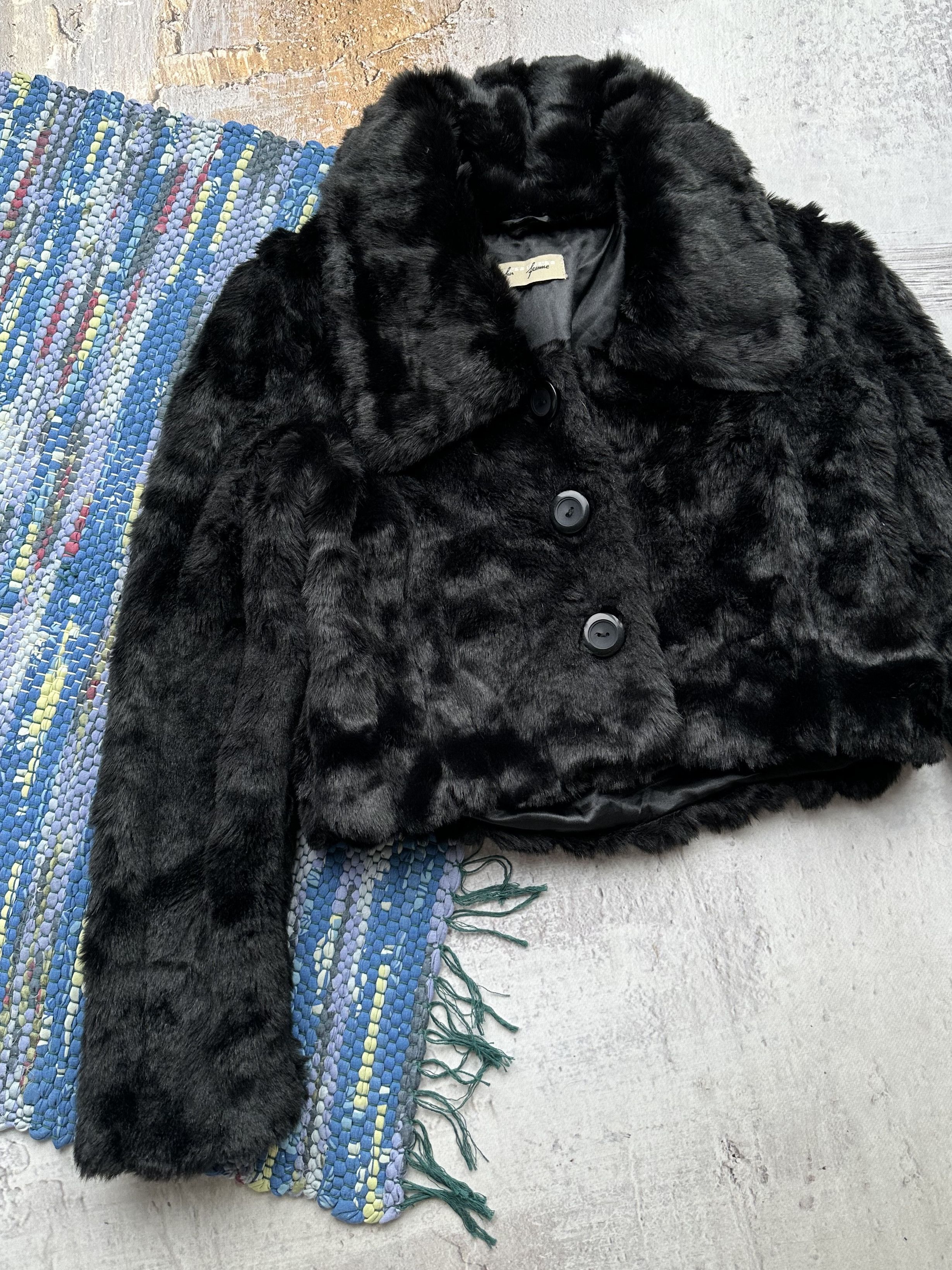 Japanese Brand Vintage Faux Fur Cropped Coat A216D15(391) Size S / US 4 / IT 40 - 2 Thumbnail