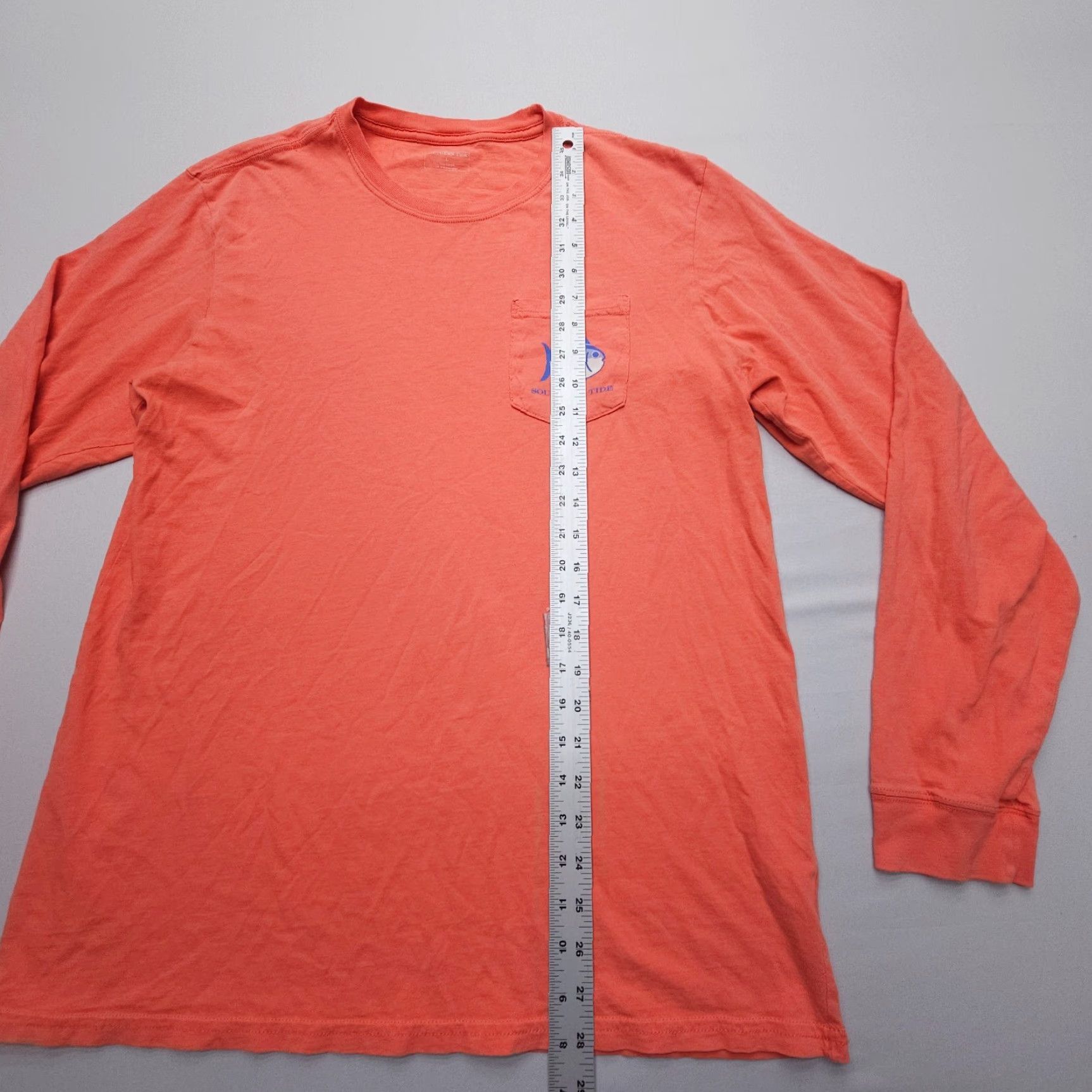 Southern Tide Southern Tide The Skipjack Long Sleeve Tee Mens L Orange / Red Fish Logo Crew Neck Cotton Knit All Seasons Outdoor Shirt Shirt Mens Size US L / EU 52-54 / 3 - 7 Thumbnail