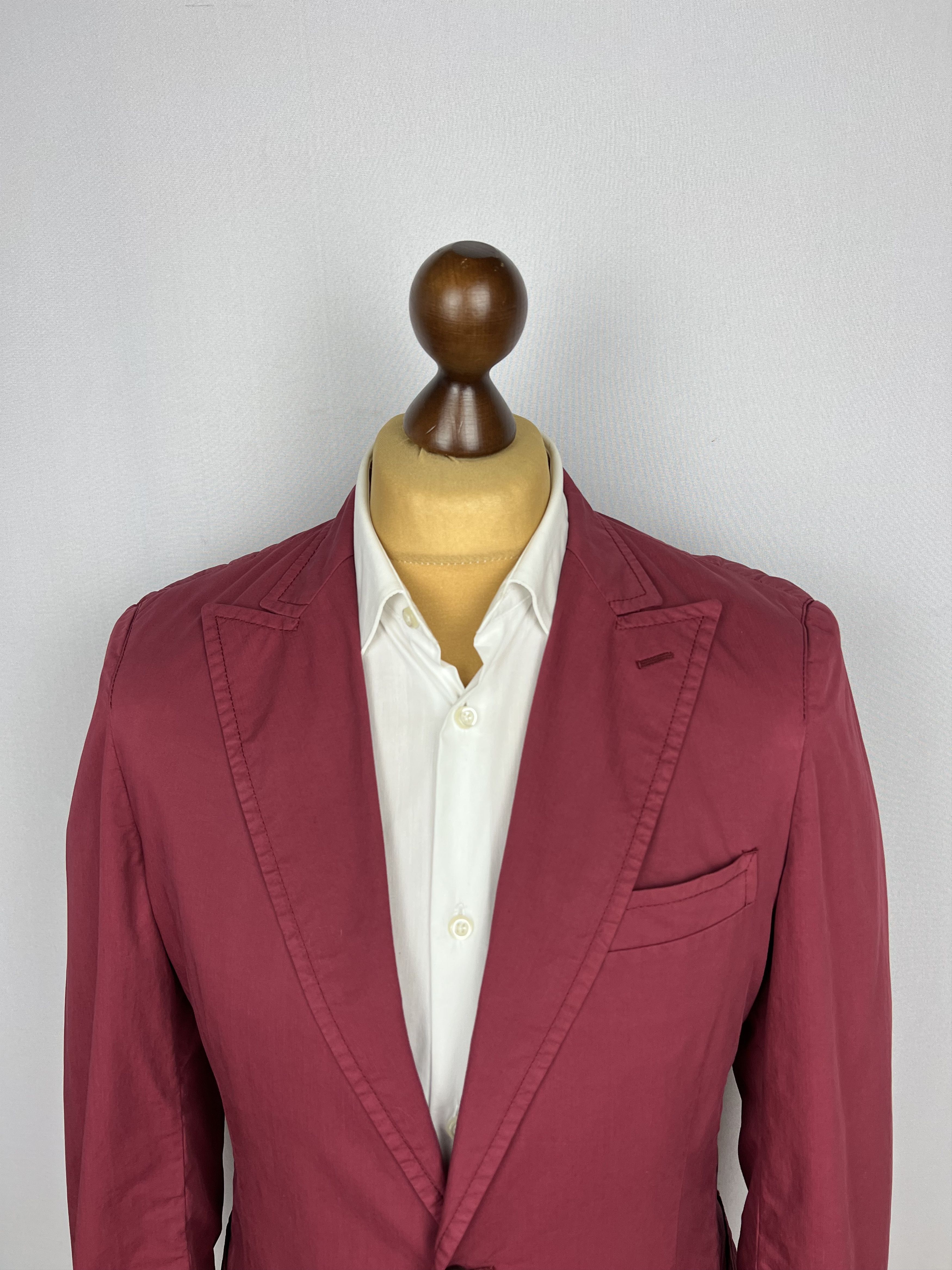 Prada Pale-Red Solid 100% Cotton Peak-Lapel Sport Coat Size 38R - 5 Thumbnail