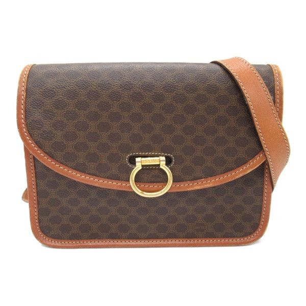 image of Celine Macadam Canvas Crossbody Bag Crossbody Bag Canvas In Good Condition in Brown, Women's