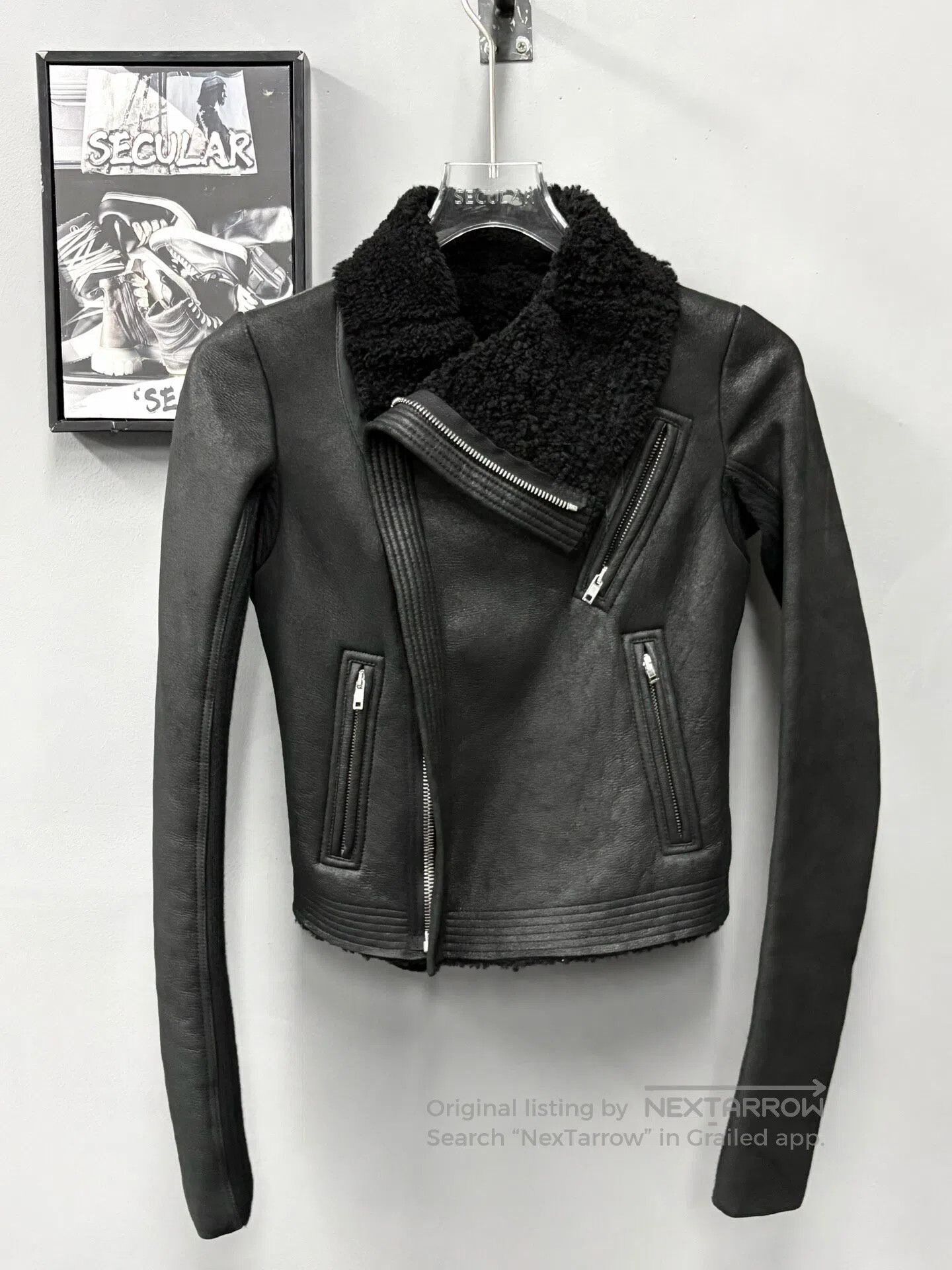 Rick Owens Rick Owens - Geo High Neck Leather Biker Jacket w
