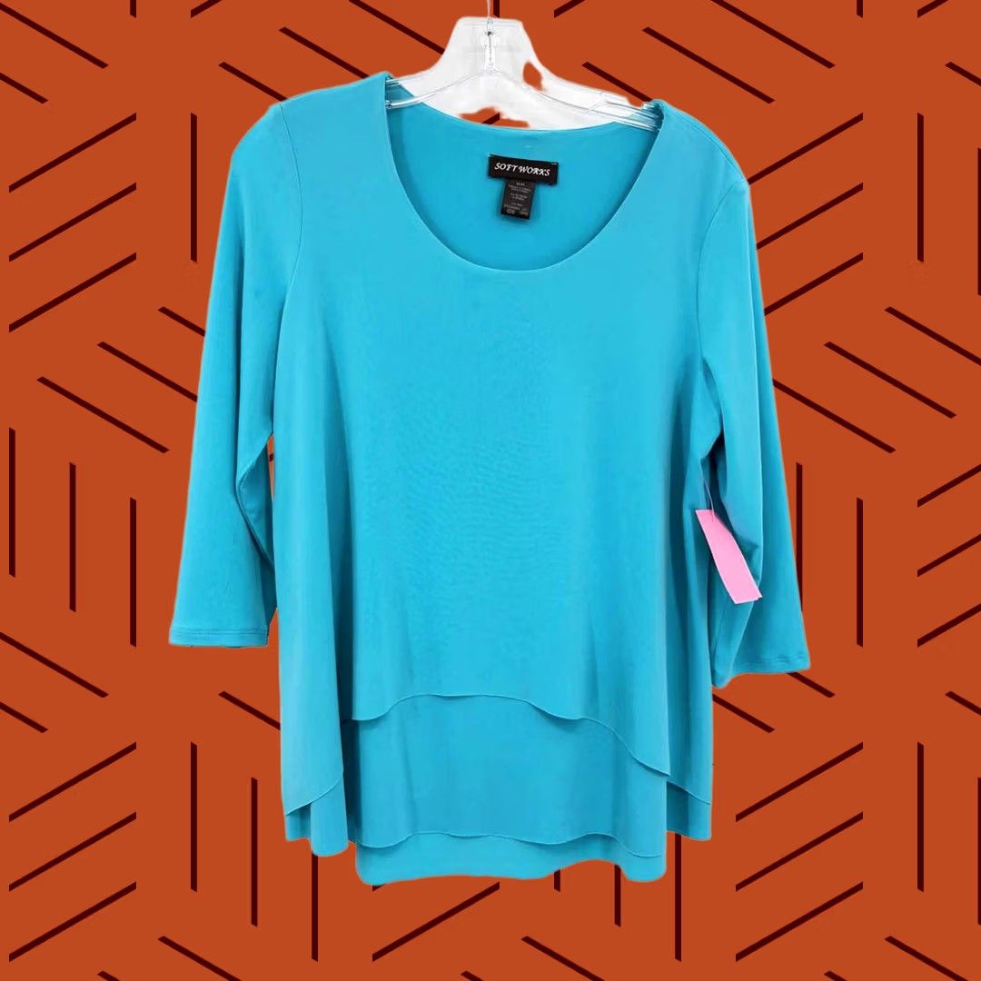 Vintage Soft Works Blue Blouse Adult Medium Size M / US 6-8 / IT 42-44 - 1 Thumbnail