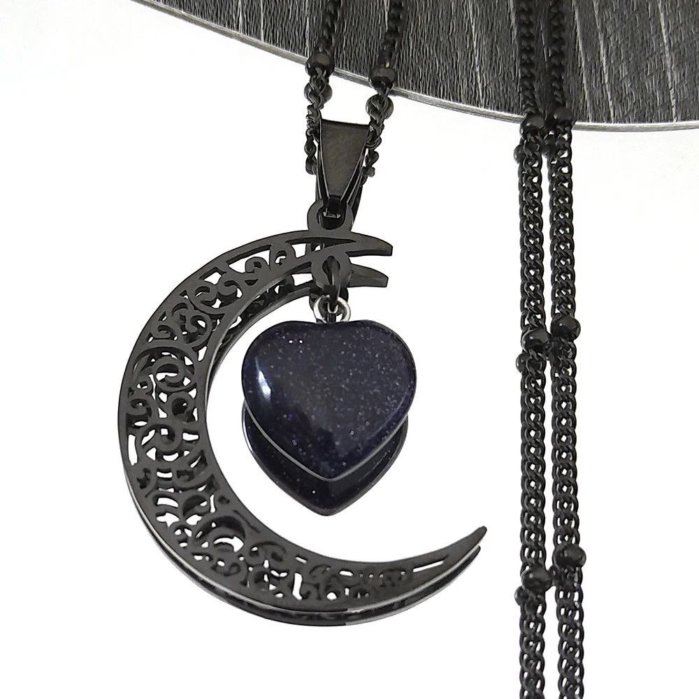 Jewelry Moon Heart Pendant Charms Necklace Emblem Talisman Size ONE SIZE - 1 Thumbnail