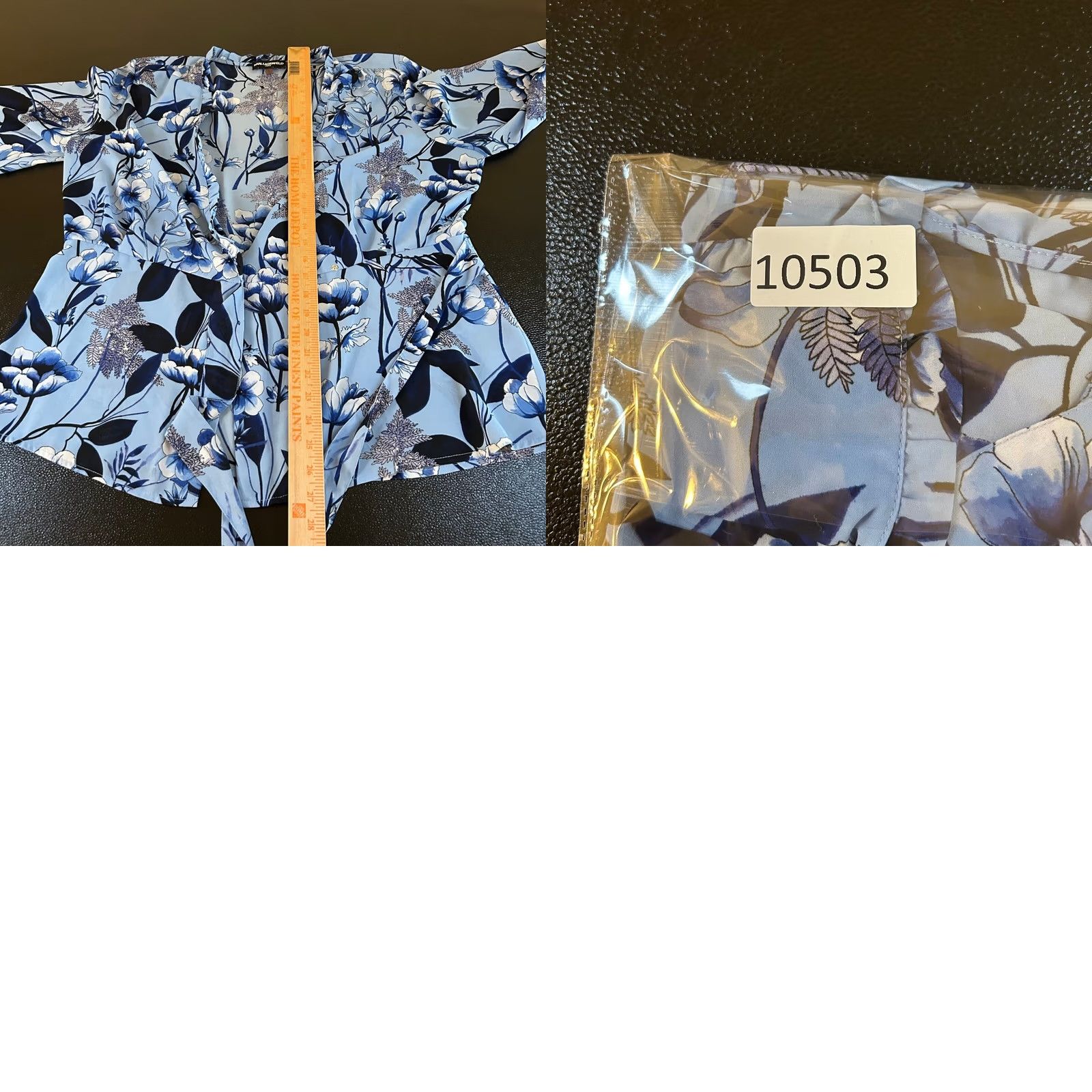 Karl Lagerfeld Karl Lagerfeld Paris Floral Tie Front Blouse Top Blue Flowers Women Large Size L / US 10 / IT 46 - 8 Thumbnail