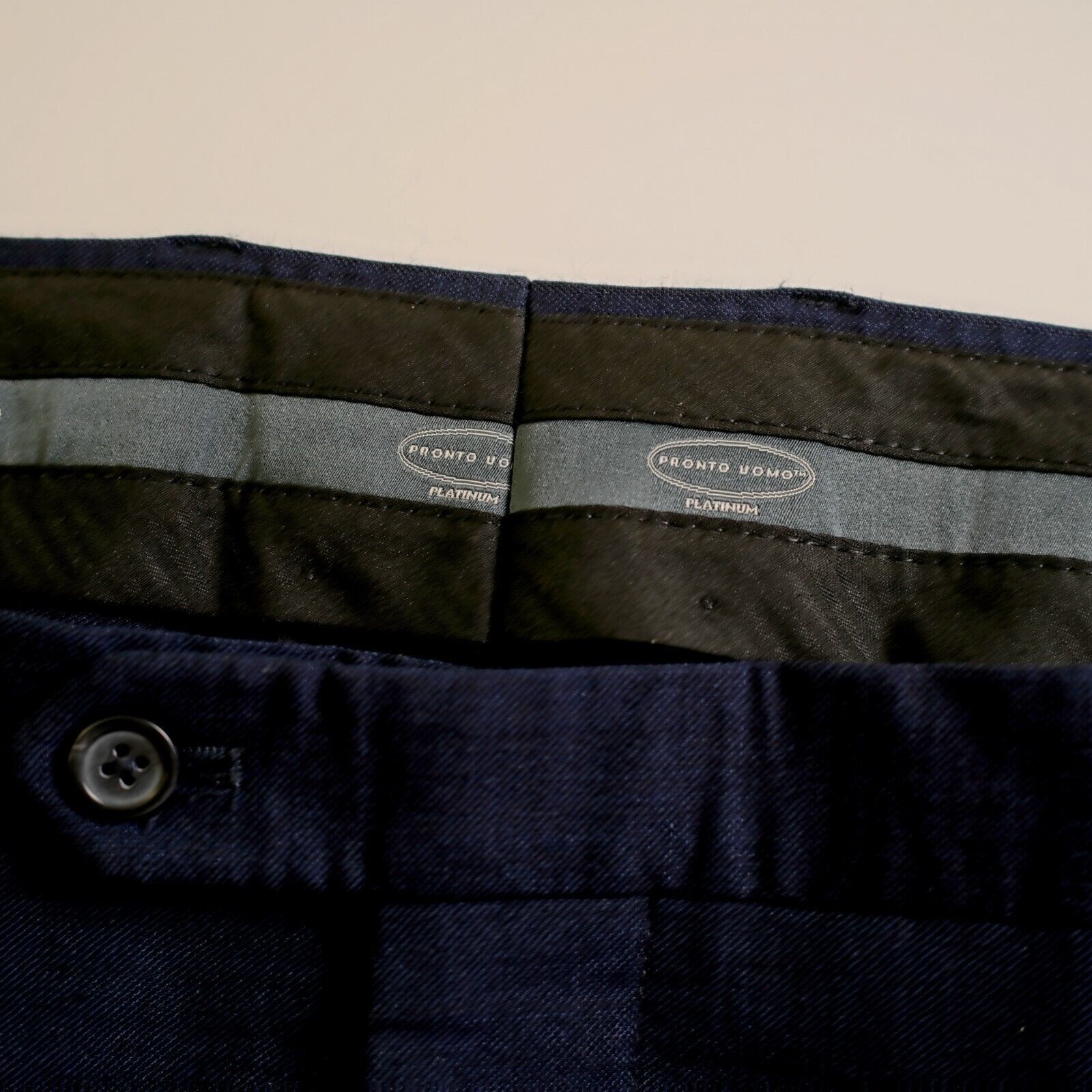 Pronto Uomo Pronto Uomo Platinum Wool Blue Sharkskin Flat Front Mid Rise Size 42R - 5 Thumbnail