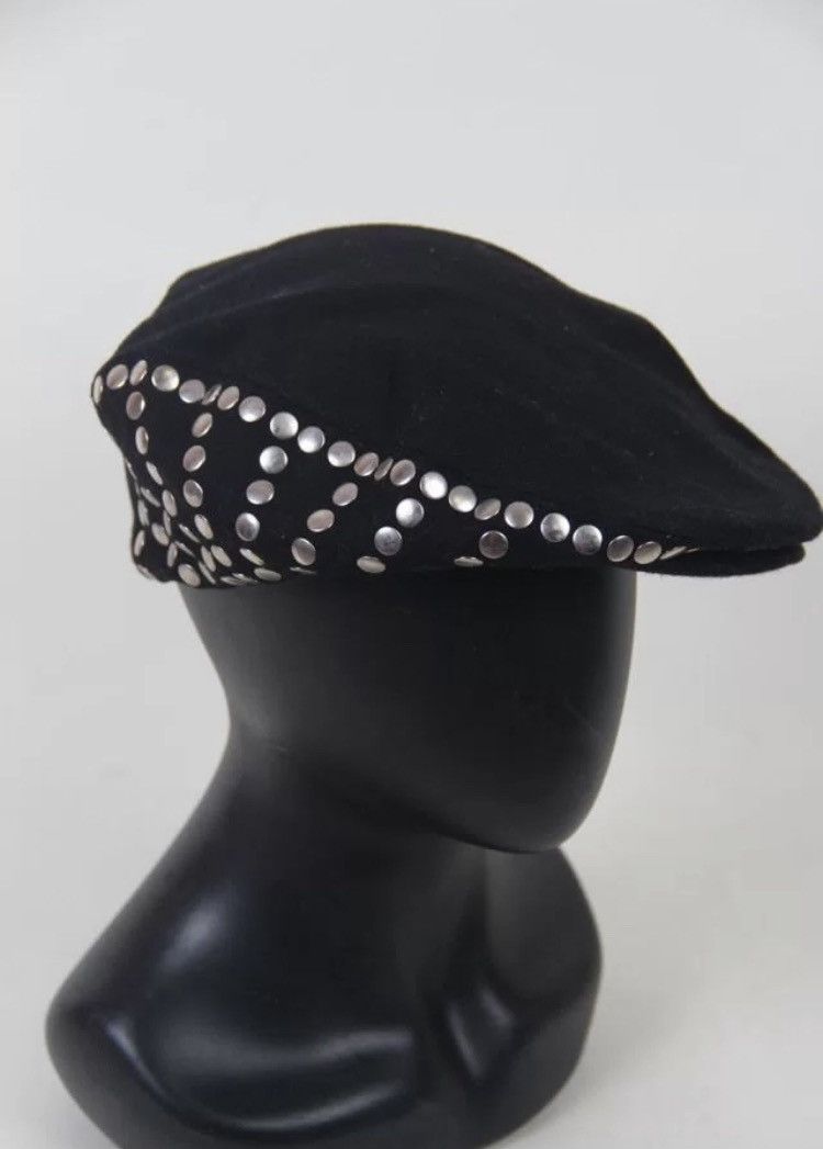 image of Yohji Yamamoto Studs Wool Pin Detail Black Hats Beret Cap, Men's